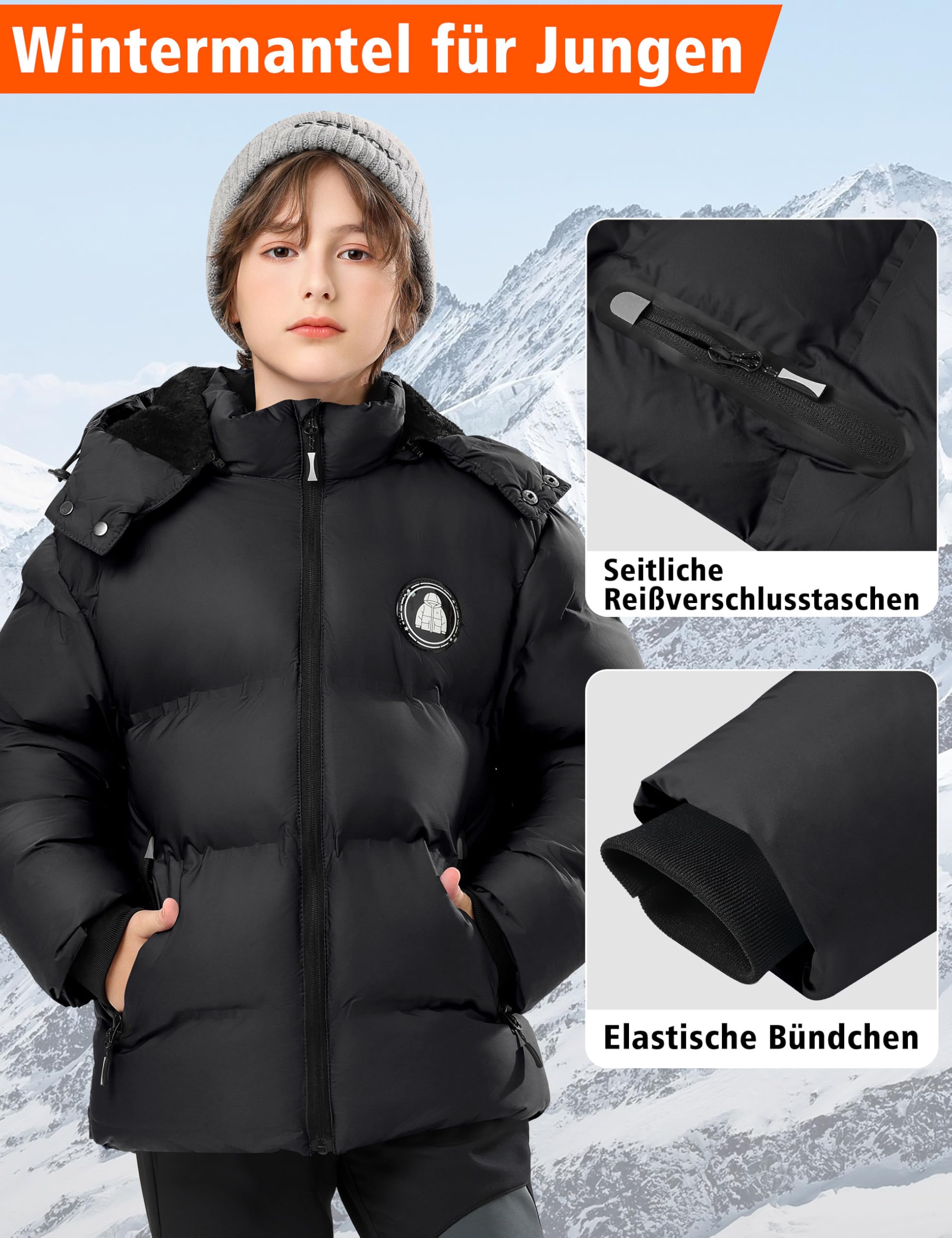 Zoofly Giacca Invernale Bambino con Cappuccio Rimovibile, Cappotti Bambini e Ragazzi con Fodera in Pelliccia Sintetica, Caldo Cappotto Invernale