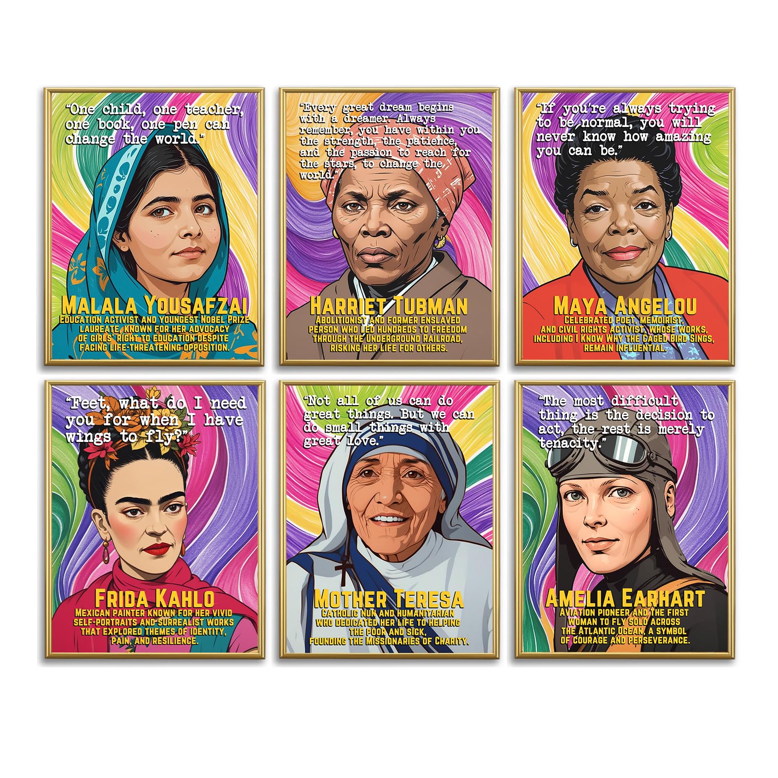 AUNMER Womens History Month Decorations Posters-Motivational Poster Print Famous Women in History Inspirational Positive Quotes Posters for Home School Classroom Bulletin Board Hallway Decor