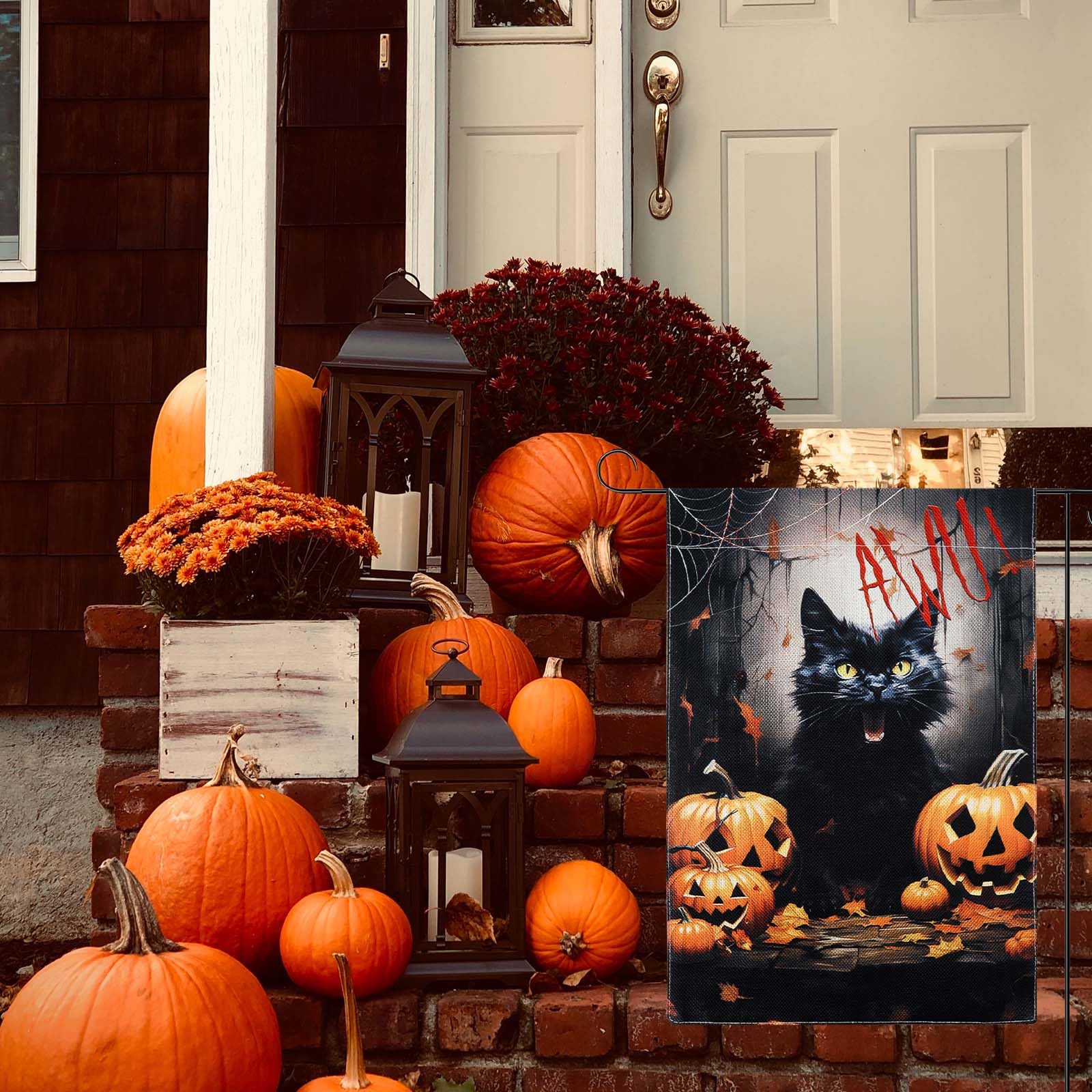 Halloween-Flagge Mit Geisterkatze – Gruselig-süße Deko Für Draußen
