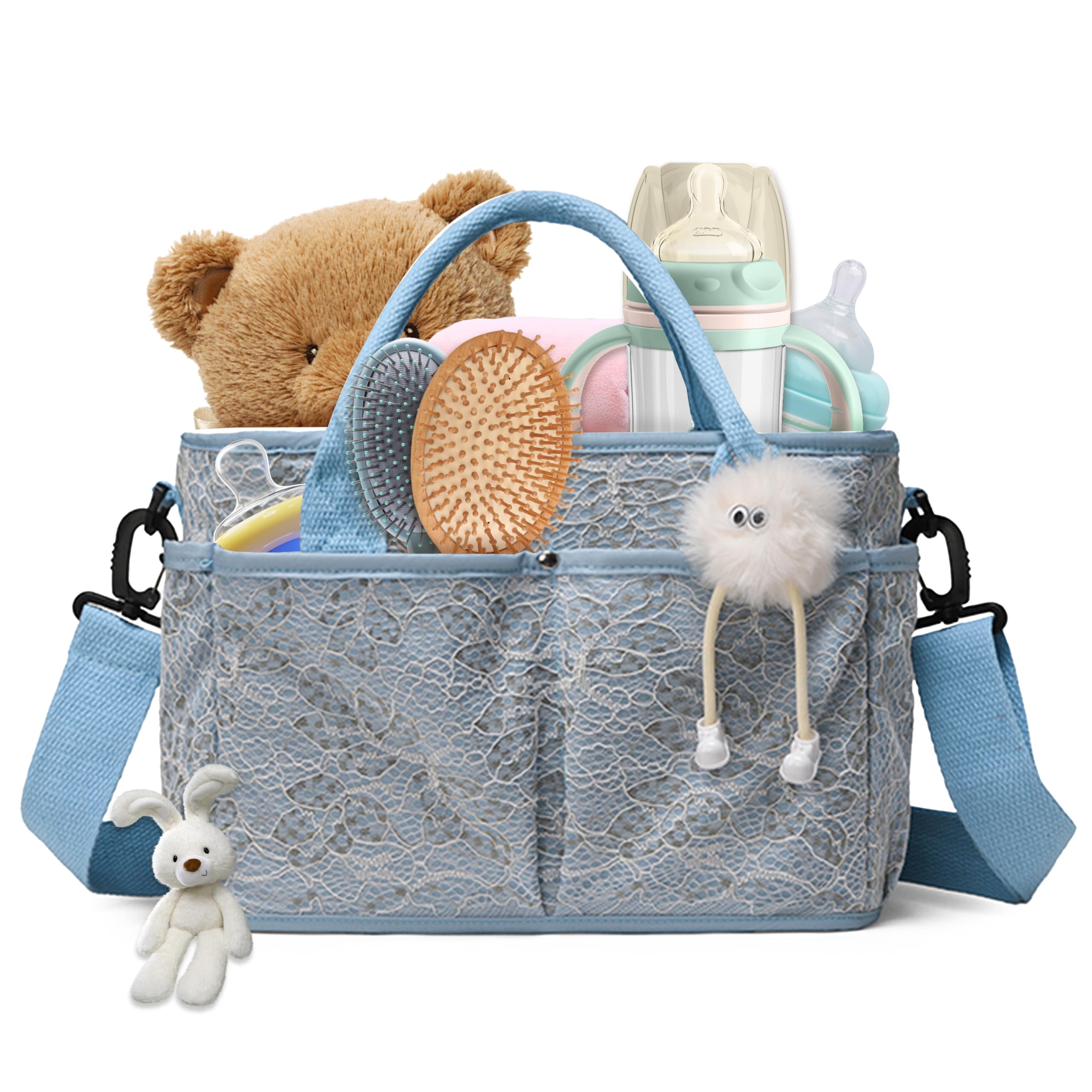 GoaePode Baby Diaper Bag Organiser, Handle & Crossbody Nappy Caddy, Nursery Storage Basket Hanging Stroller