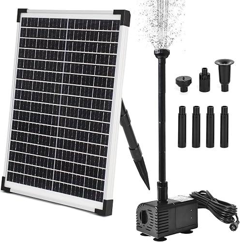ECO-WORTHY Solar Water Fountain Pump Kit 449 GPH Flow 25W Adjustable Dry-Run Protection Solar Pond Pump Monocrystalline Solar Panel Powered Water Pump for Ponds, Garden, Waterfall, Pool, Birdbath