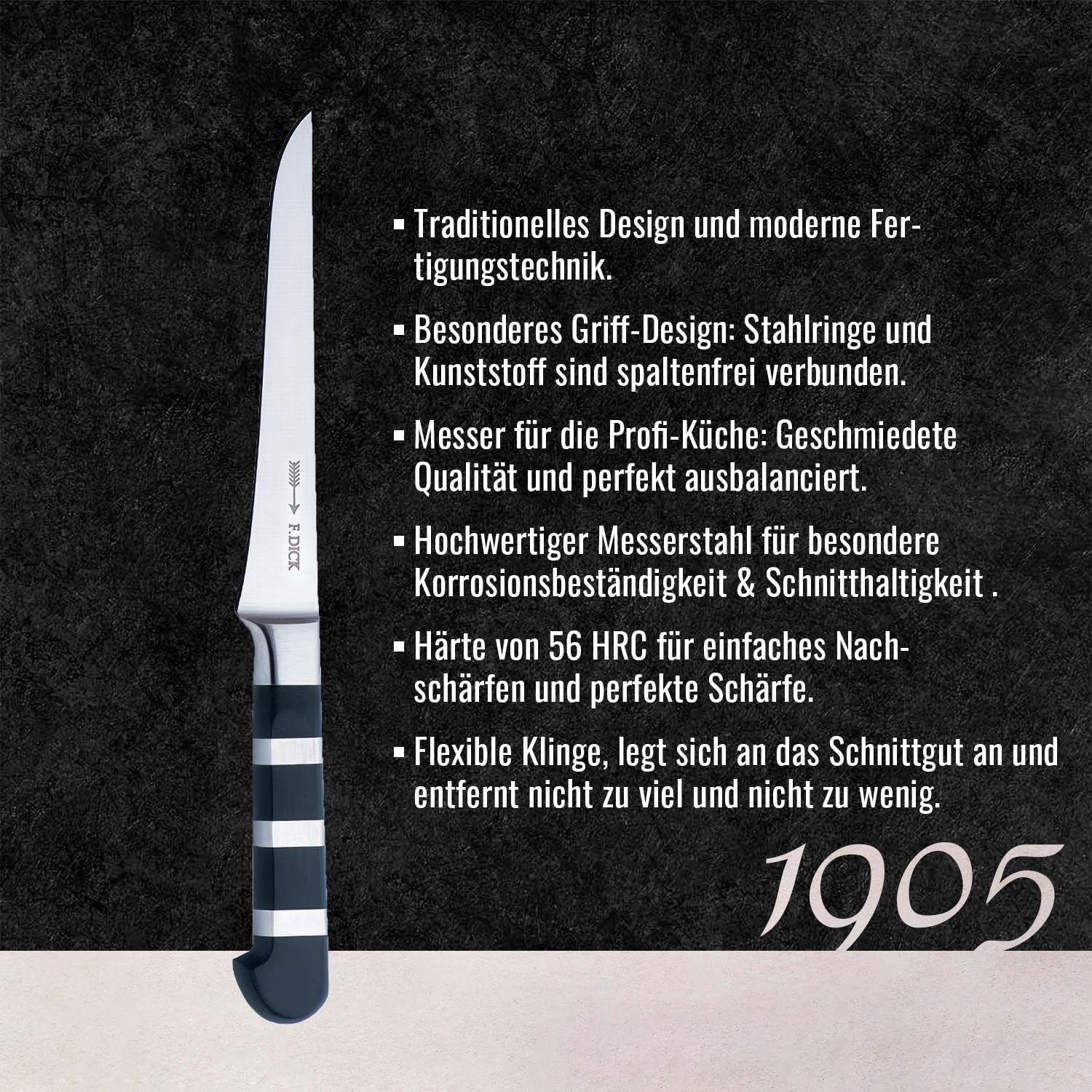 F. Dick Ausbeinmesser, 1905 (Messer mit Klinge 15 cm, X50CrMoV15 Stahl, nichtrostend, 56° HRC) 8194515