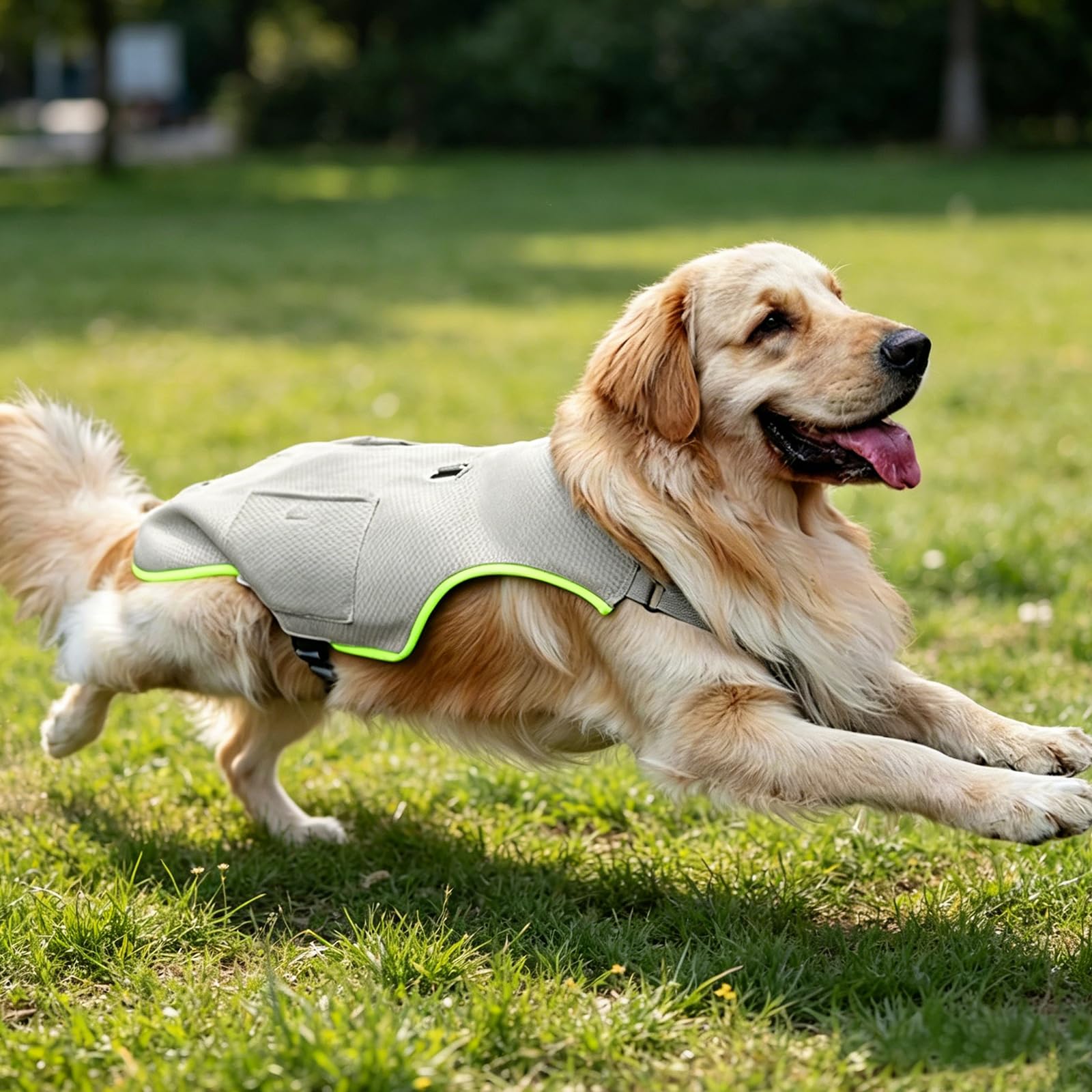 Kühlweste Hund atmungsaktives Netzgewebe, Kühlweste mit 360° Reflektionsstreifen,Sonnenschutz Hund Hundejacke mit Verstellbare Schulterriemen, Hunde Hühlweste für Draußen Strand Wandern,Gray XXL