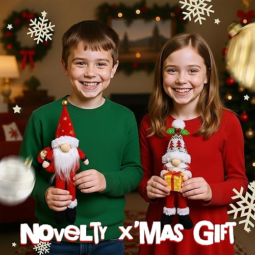 Miniatura 5 de Decoraciones de gnomo de Navidad iluminadas, muñeca de elfo sueco Tomte de felpa hecha a mano de 12 pulgadas, paquete de 2 regalos de Navidad enanos