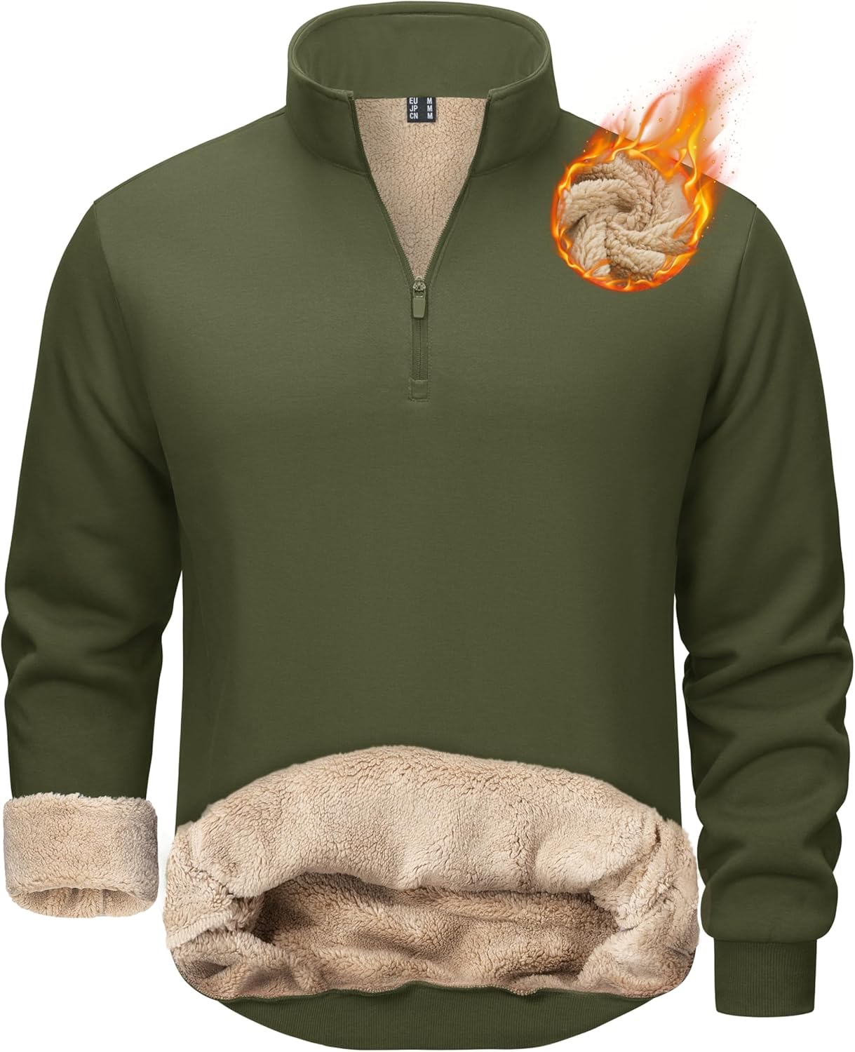 TACVASEN Men's Quarter Zip Fleece Pullover Sweatshirts Sherpa Lined Heavy weight Winter Shirts Thermal Warm Sweaters