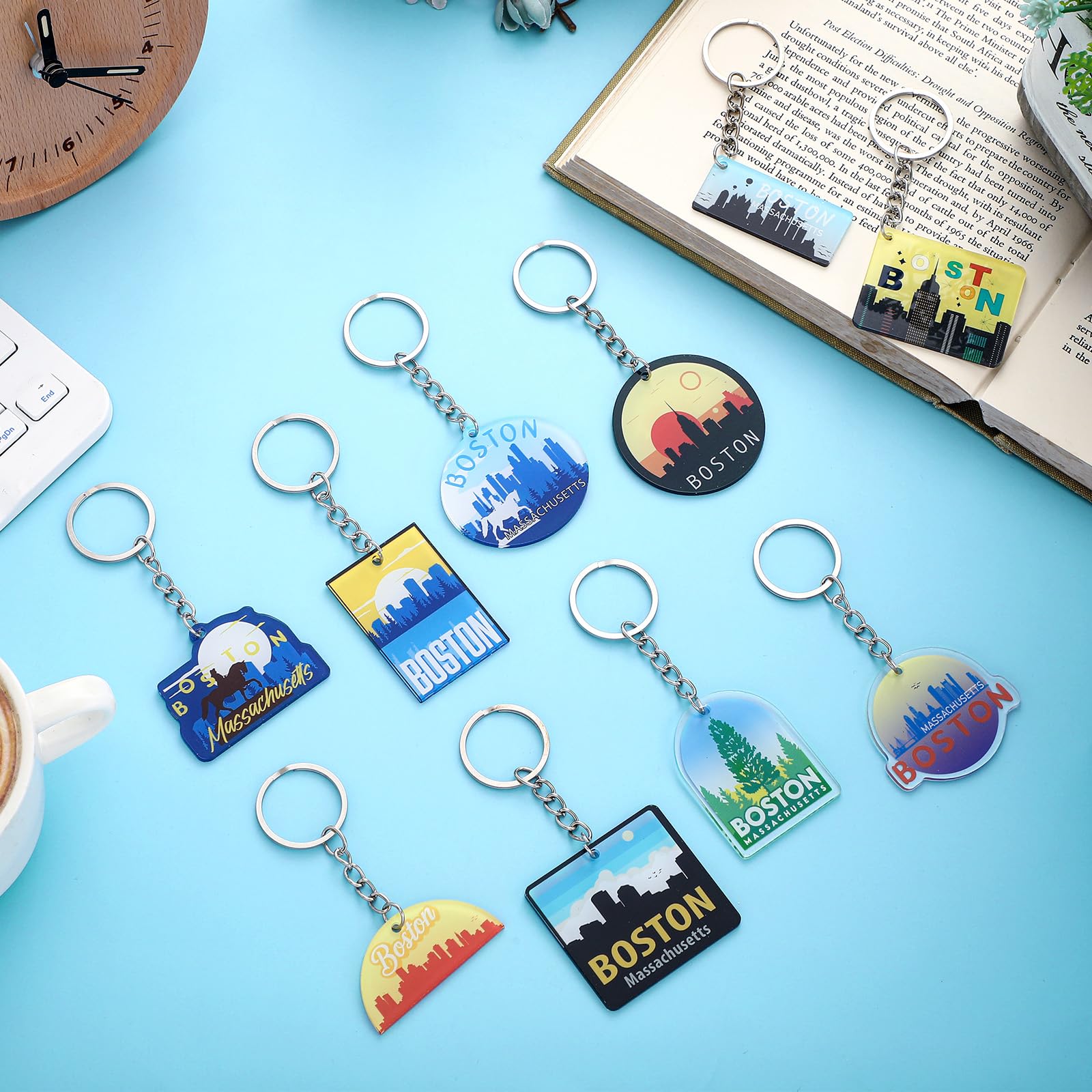 50 Pcs Boston Souvenirs Acrylic Keychain Gifts Bulk Boston Keychain Massachusetts Travel Gifts Souvenirs