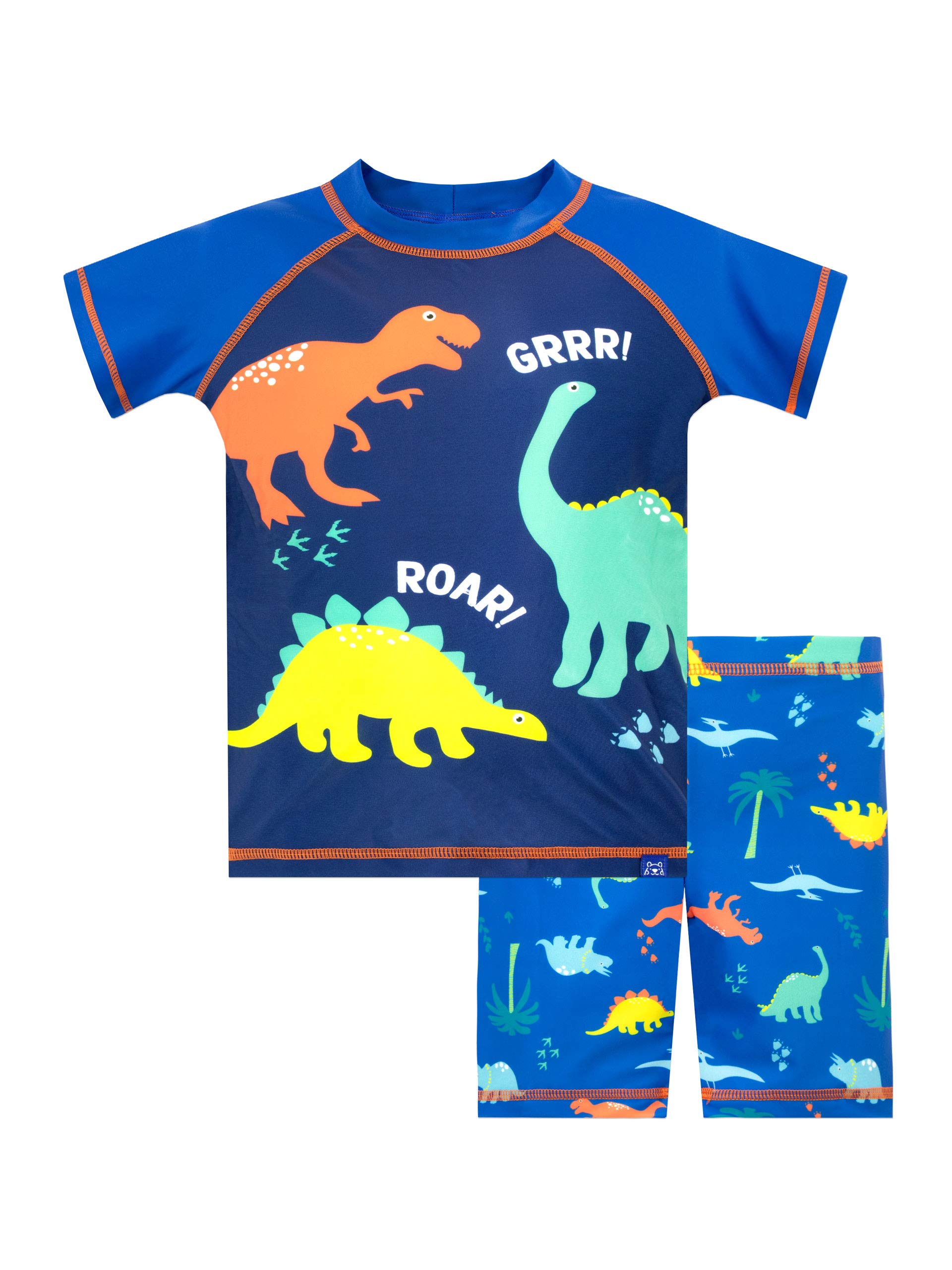 Maillot De Bain Garçon 2 Pièces Manches Longues Anti-UV - Imprimé Dinosaure Lettre - Séchage Rapide Pour Plage Piscine