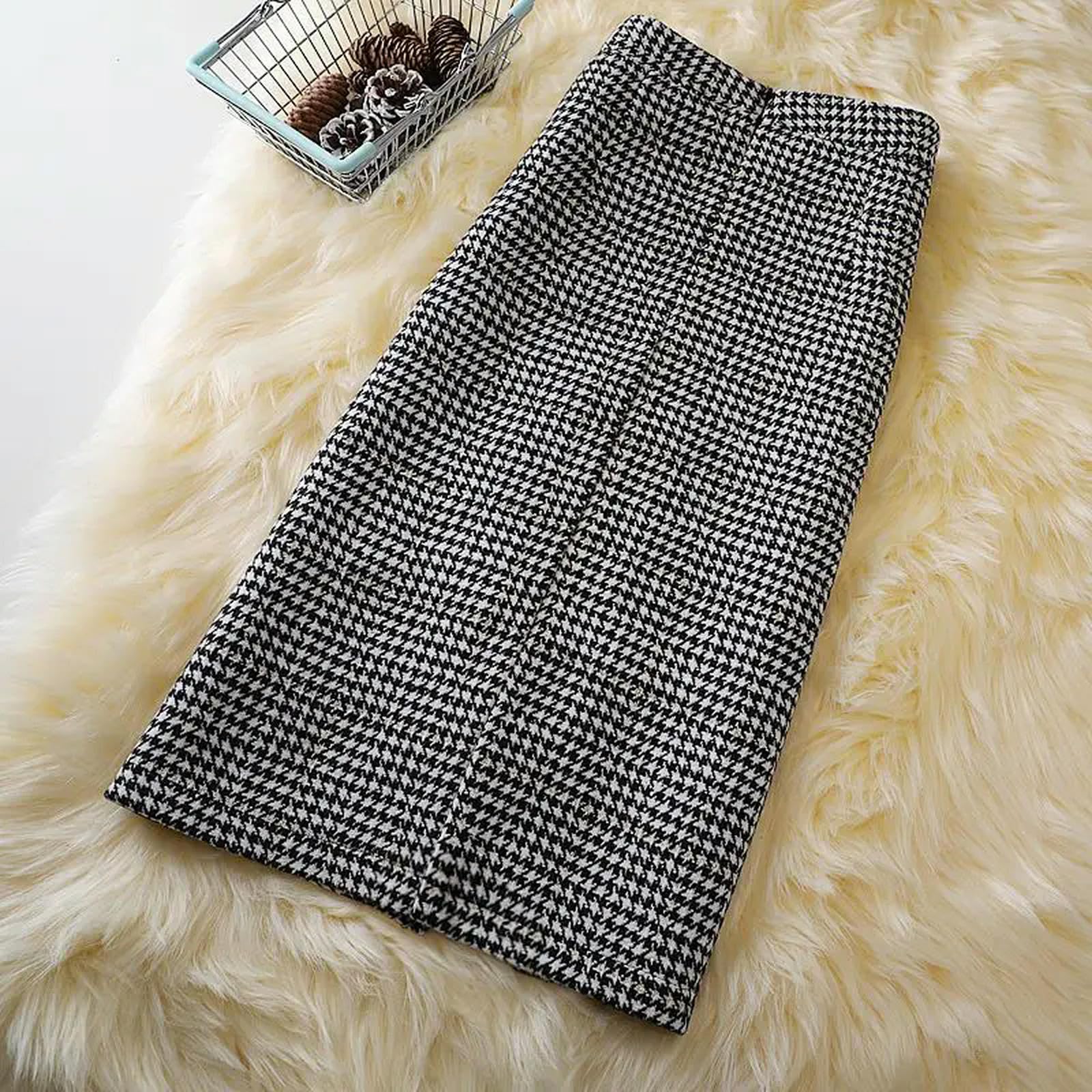 MdybF Czarna spódnica Design Midi Spódnica damska Jesień Zima Nieregularna Wysoka talia All-Match A- Line Hip Spódnica Femme