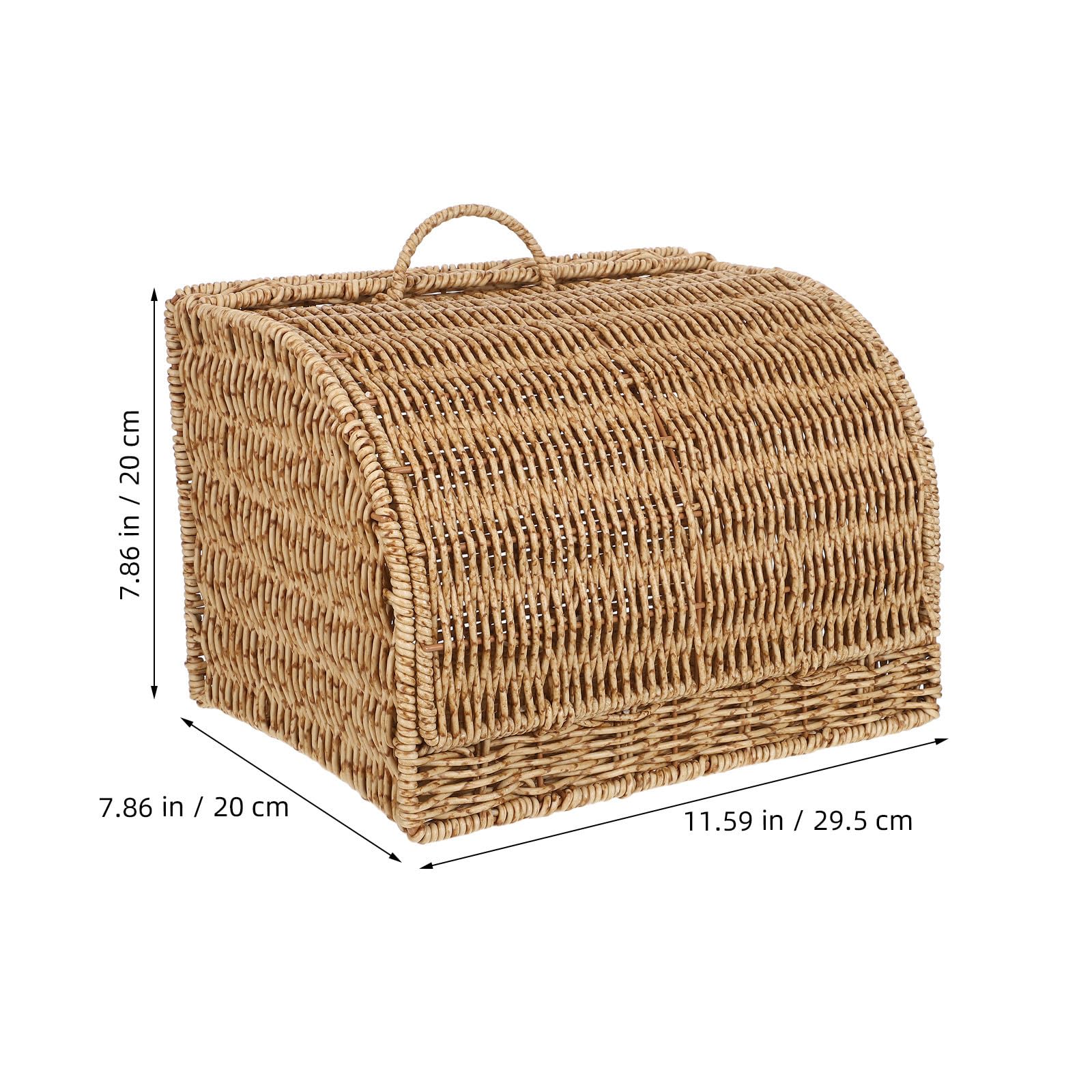 KALLORY Cestino Cucina in Finta Rattan con Coperchio 33, 5x23x19 Cm | Plastica Resistente, per Dispensa e Piano Lavoro, Adatto a Dolci e Snack, Uso Multiuso Ordinato