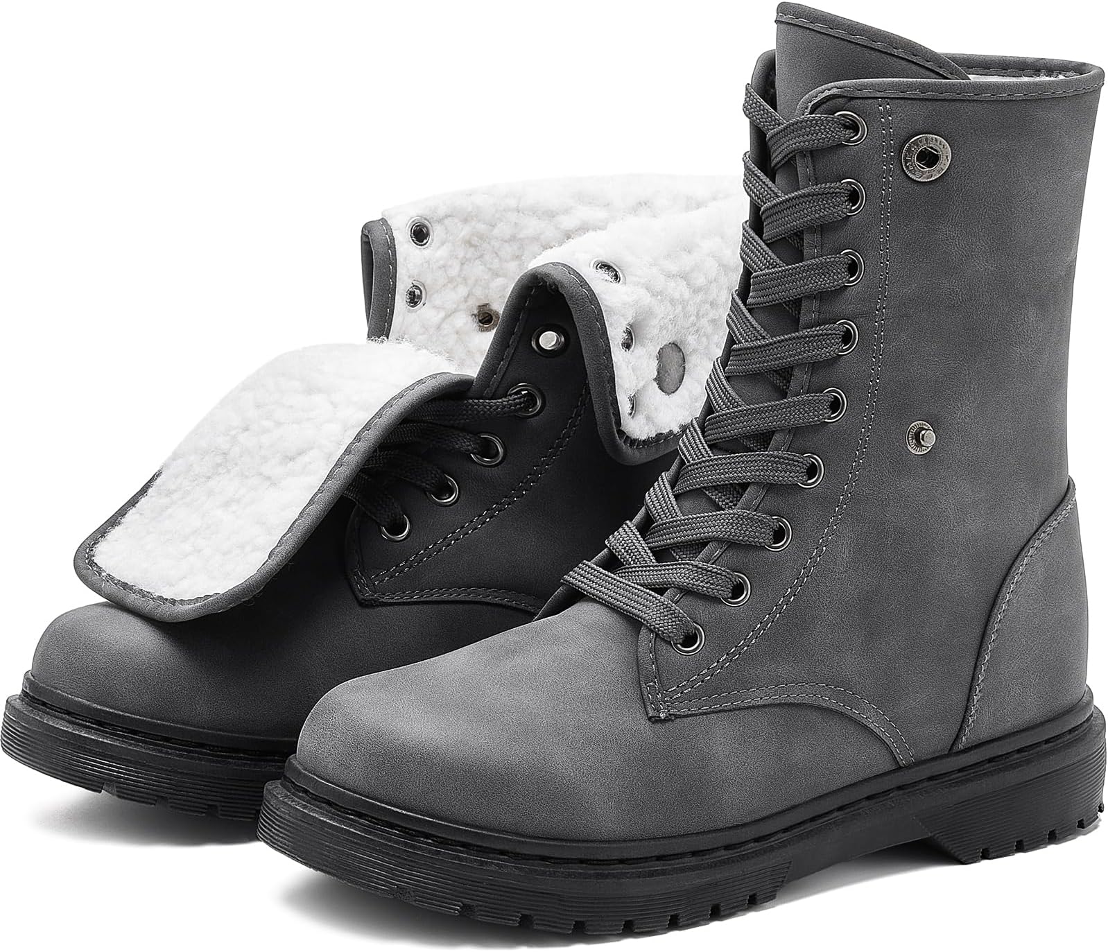TUOPINWomen Fashion Ankle Boots, PU Lace-up Women's Combat Boots, Fleecing Warm Comfort Chelsea Anti-Slip Womens Ankle Boots