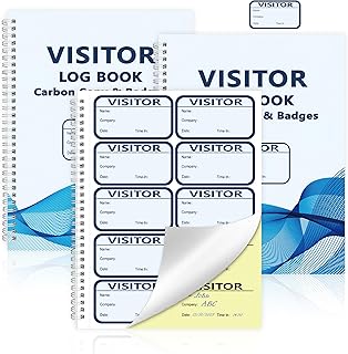 3 Pack of 450 Visitor Log Book Visitor Badges Registry Log with Carbon Copy Visitor Stickers Letter Size Extras Protecting Privacy Pages Spiral Bound Self Visitor Badges Guest Register Book (3)