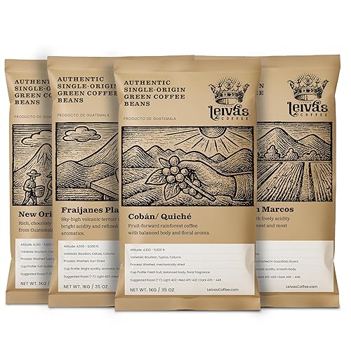 Leiva's unroasted Green Coffee 4-Pack 8oz Single Origin Whole Bean