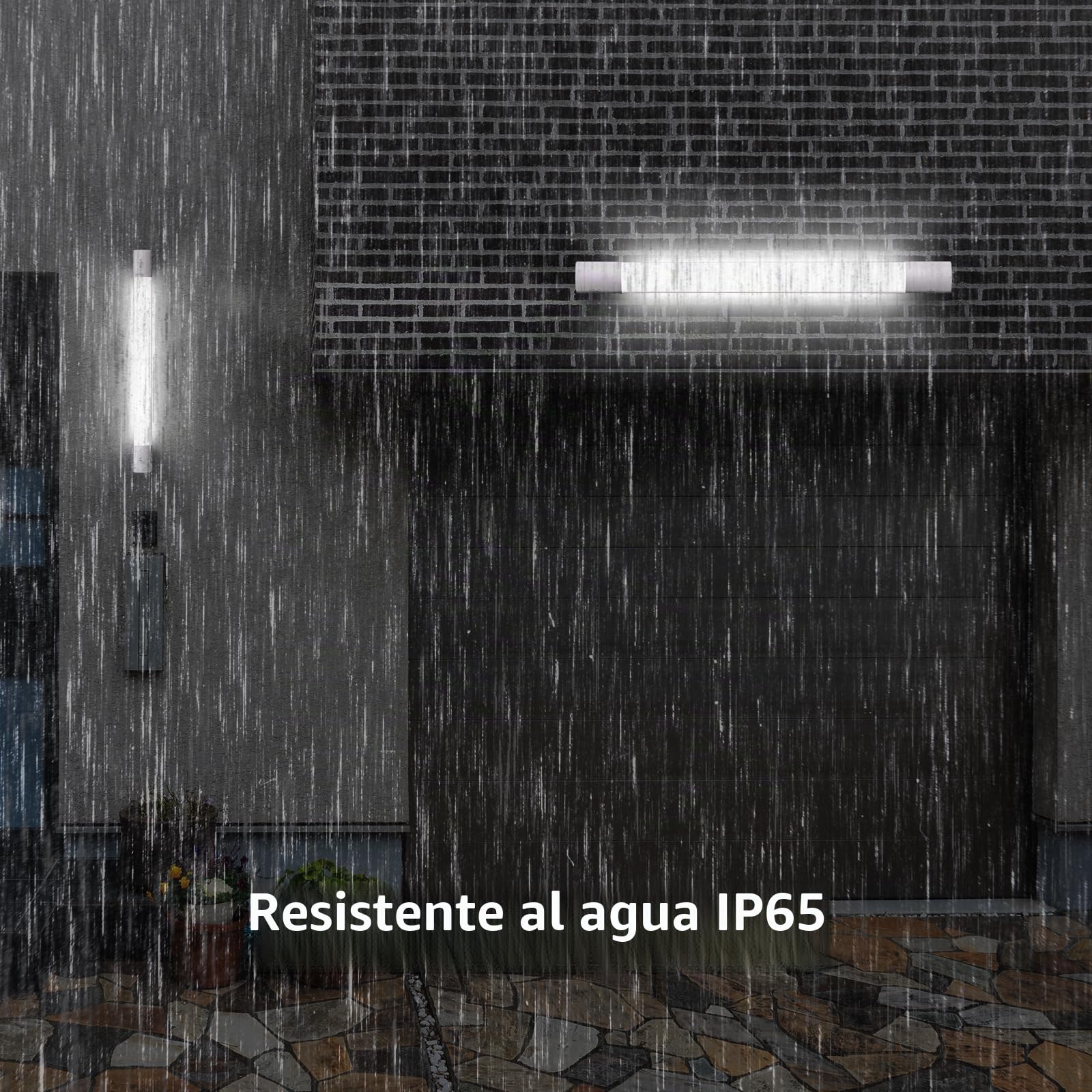 Modlicht LED Fluorescente 150cm, 45W 4950LM Neon Tubo, Garaje 5000K, IP65 Impermeable Luz de Techo para Oficina Taller Sótano Almacén Baño Cocina, Negro