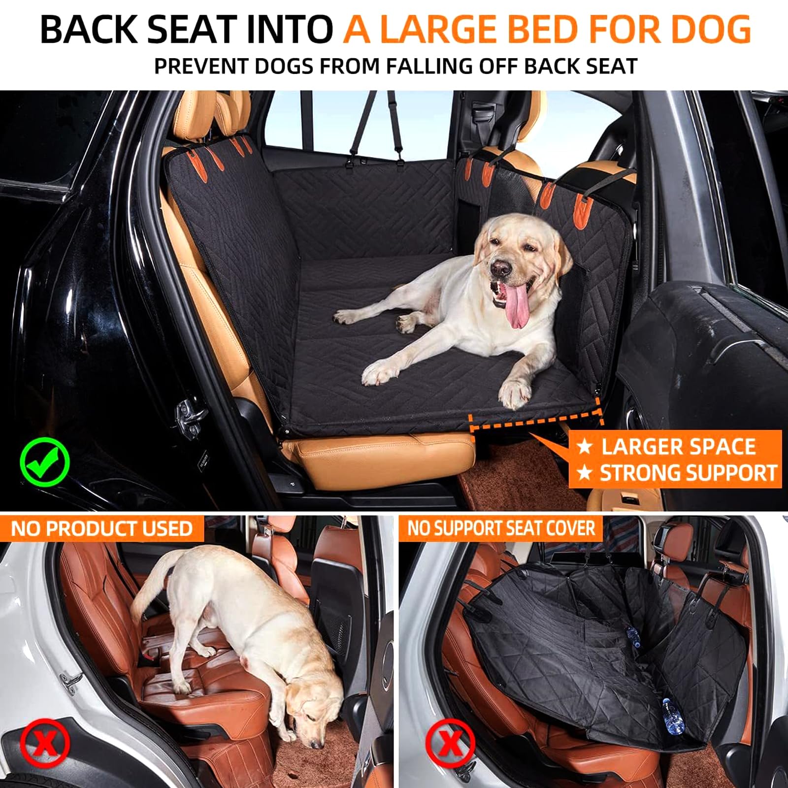 Chilino Dog Car Seat Cover For Back Seat Hard Bottom Holds 420LBS,Waterproof Dog Hammock For Car Dog Car Bed,Back Seat Extender With Mesh Window And Storage Pocket For Car, SUV,Truck - View #10