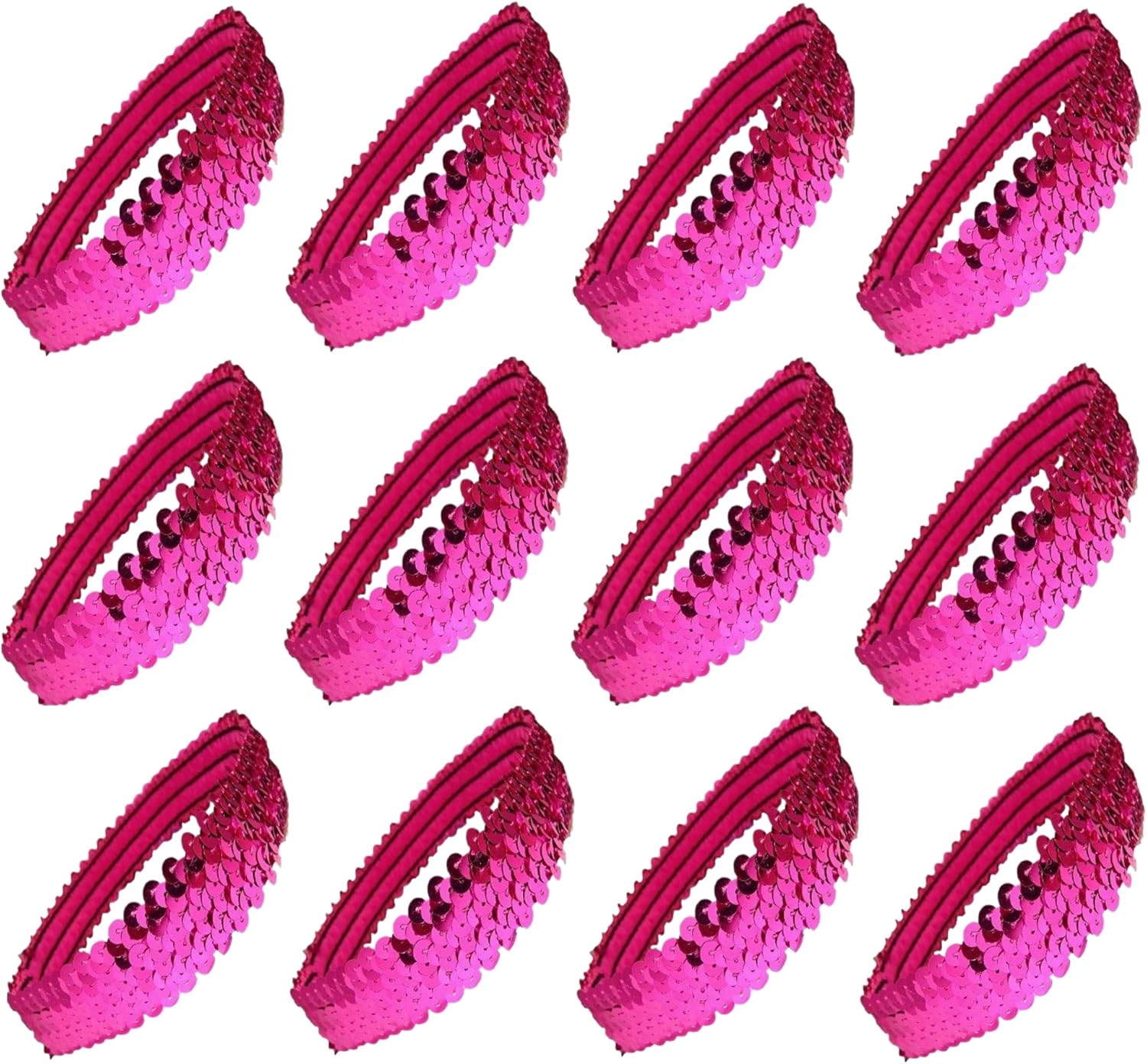 12 Sequin Headbands U PICK (Available in LOTS of COLORS) Elastic Stretch Sparkly Fashion Headband for Teens Girls Women Softball Pack Volleyball Basketball Dance Set Sports Teams Store By Kenz Laurenz