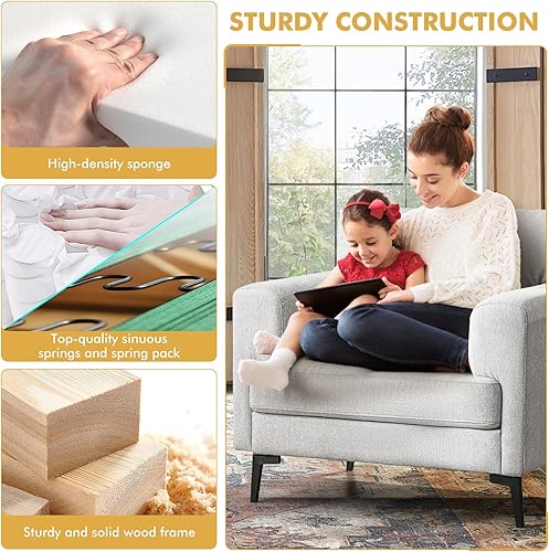 Miniatura 68 de CDCASA Juego de 2 sillas decorativas de tela de lino de gran tamaño, modernas de mediados de siglo, cómodas sillas tapizadas, sillas de lectura para