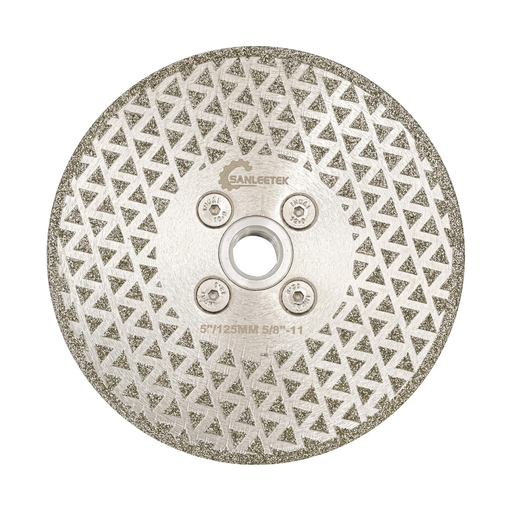 Diamond Cutting Grinding Disc 5"(125mm) - Double Side Coated Electroplated for Granite Marble Ceramic Procelain Tile Quartz 5/8"-11 Thread SANLEETEK