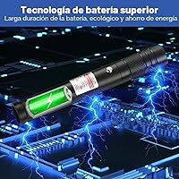 Vista 5 de Puntero láser verde de alta potencia, haz láser recargable de largo alcance, carga USB, para senderismo, presentaciones y uso al aire libre