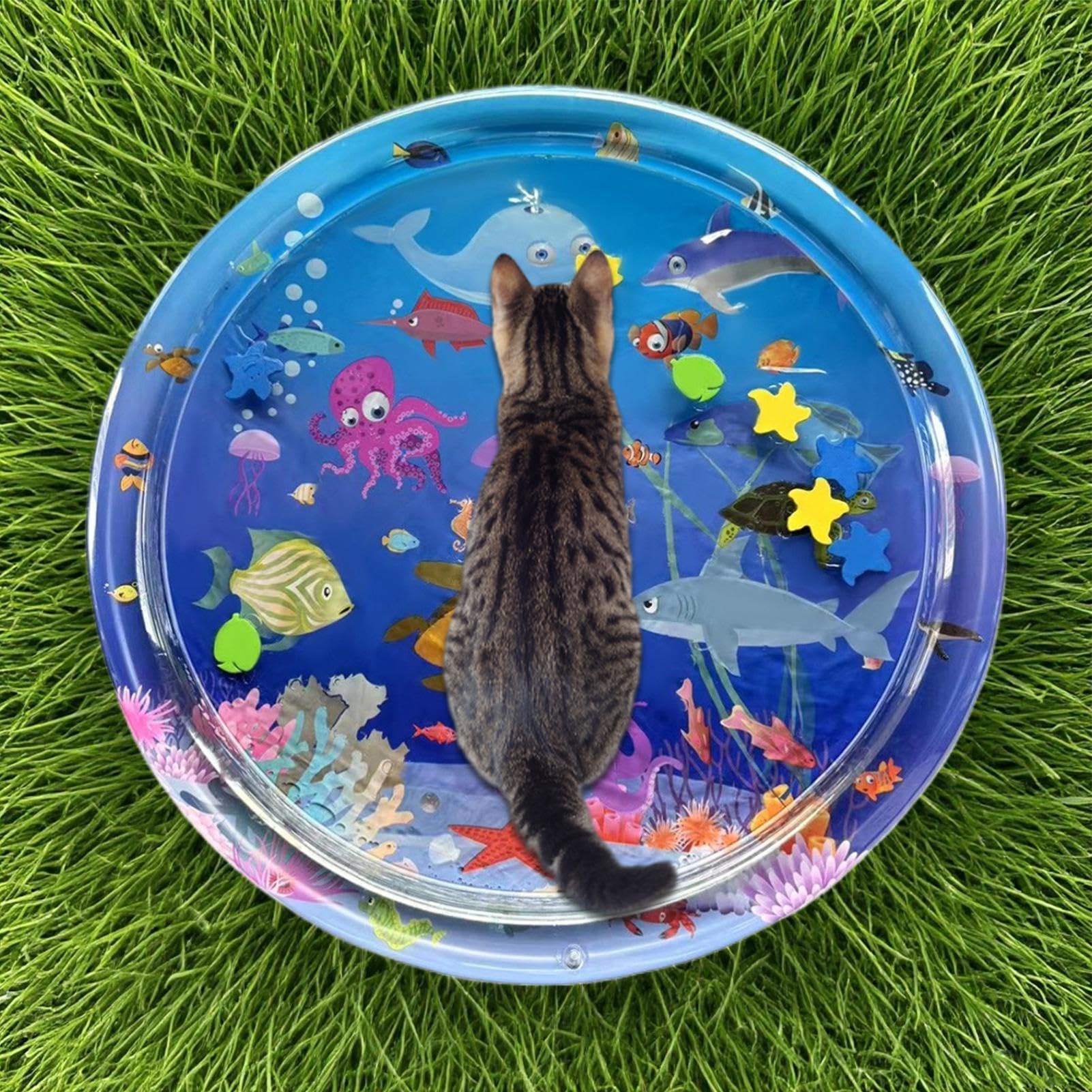 Generisch Katzen Wassermatte | Kratzfeste interaktive Katzenmatte | Faltbares kühlendes Katzenwasserbett mit Pumpe,für Kätzchen Aktivität, Schlagen, Bewegung, Jagd, Beschäftigung