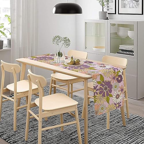 Miniatura 52 de Camino de mesa retro de los años 70, estilo vintage, abstracto, moderno, bohemio, espiral, espiral, ondas, granja, cena, camino para el hogar,