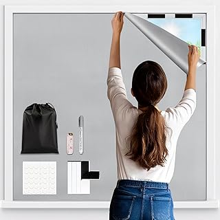 Fenster Verdunkelung 200x148cm, 100% Lichtundurchlässig Dachfenster Verdunkelung Innen Ohne Bohren, Sonnenschutz Fenster Hitzeschutz Verdunklungsstoff Zuschneidbar für Schlafzimmer & Reise
