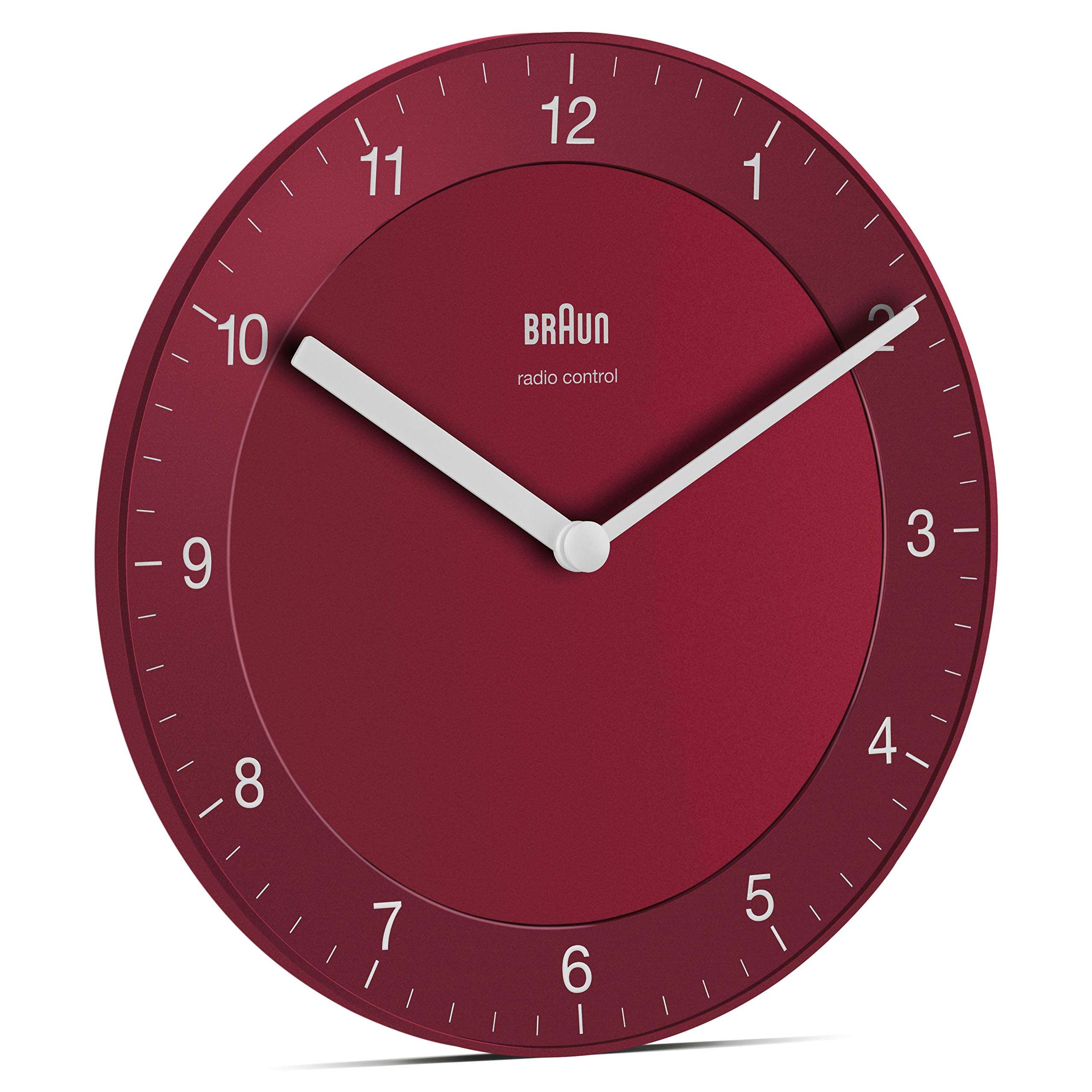 Braun Reloj de Pared clásico controlado por Radio Zona con Hora Central Europea (DCF/GMT+1) con Movimiento silencioso, fácil de Leer, diámetro de 20 cm en Rojo, Modelo BC06R-DCF.
