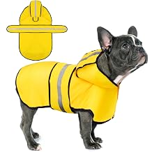 معطف واق من المطر من Paiaite Dog مقنعين ، جاكيت مقاوم للماء متين مع خطوط عاكسة للسلامة ، ثقب مقود مريح ، ومناسب قابل للتعديل ، مثالي للكلاب الصغيرة والمتوسطة والكبيرة Yellow M