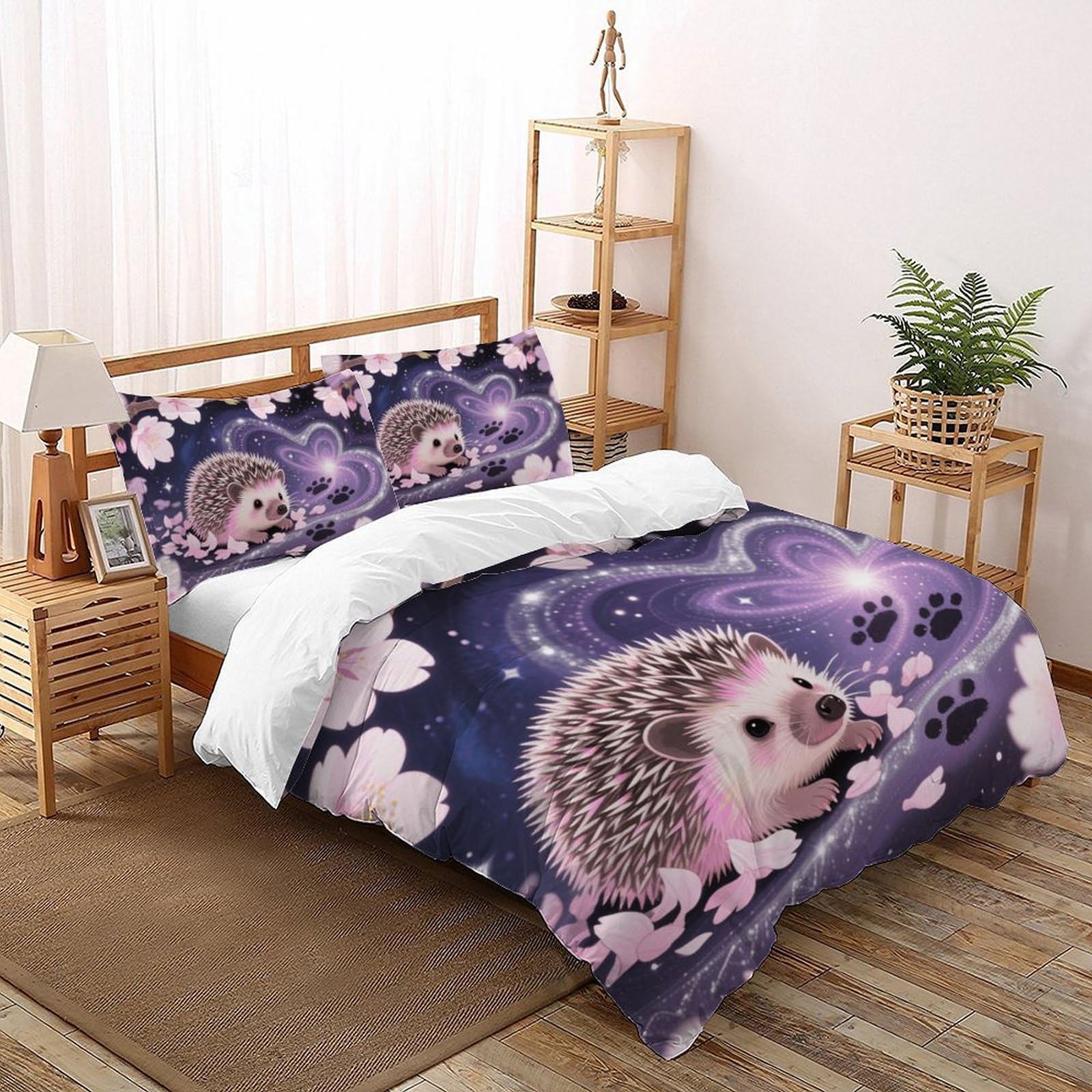 Housse de couette hérisson violet pour transformer la chambre d'enfant en forêt magique