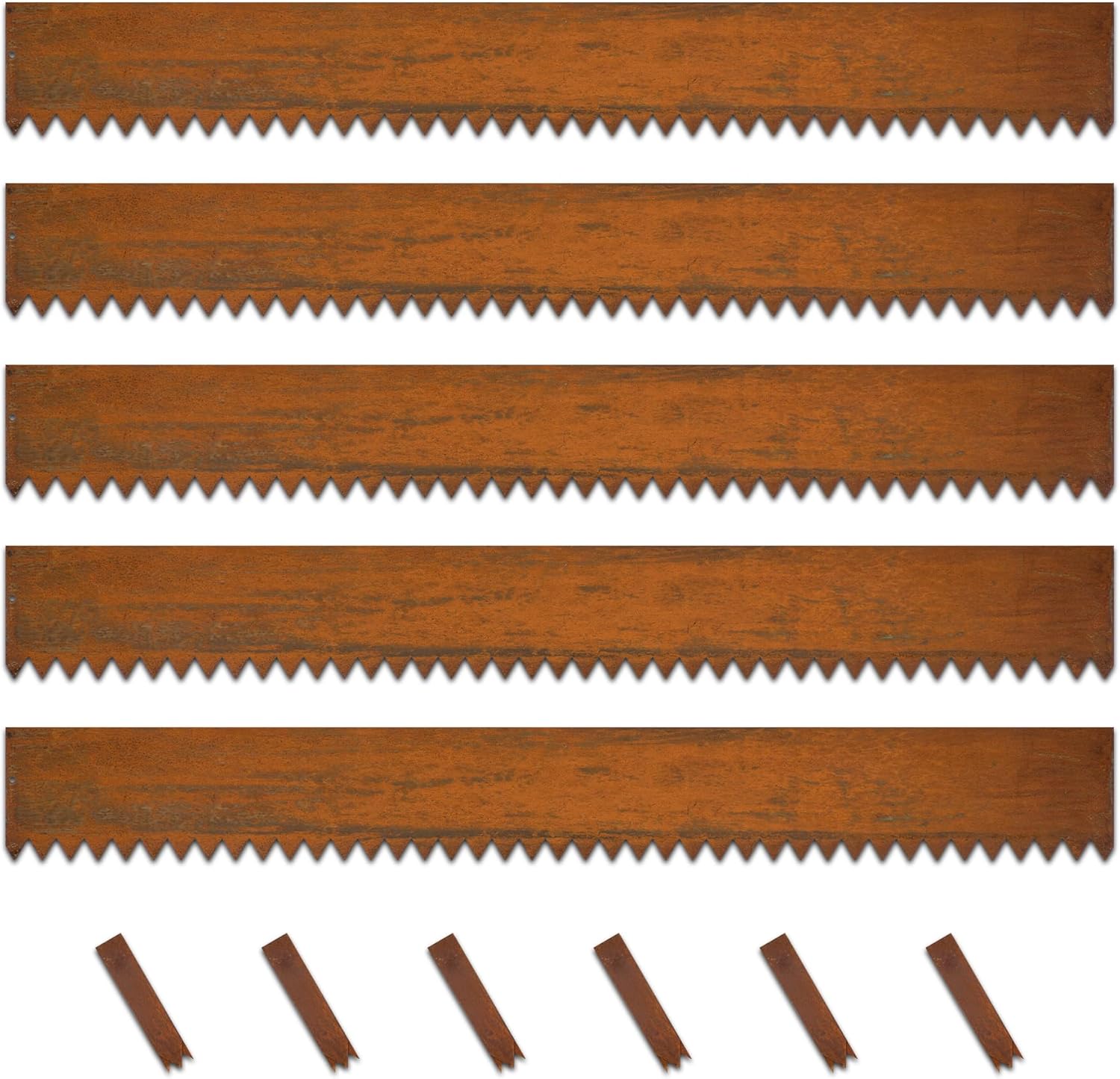 Metal Landscaping Edging 48" L x 6" H - 5Pack (20 Ft Total Length), Pre-Rusted Corten Steel Landscape Edging with 6 Stakes, Hammer-in Metal Garden Edging for Lawn, Garden, Yard Rusted 48" L x 6" H