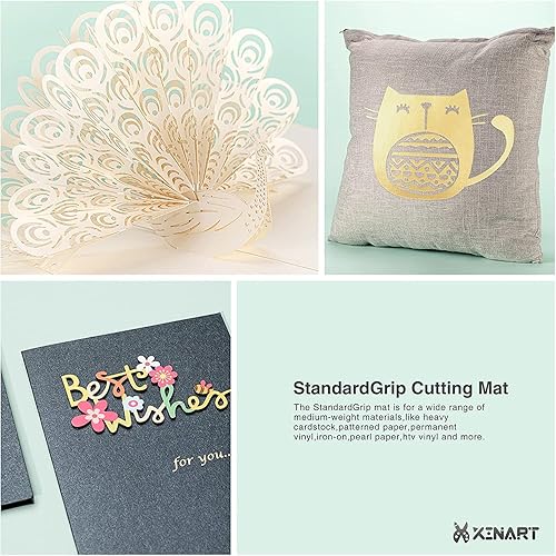 Vista 9 de Xinart Alfombrillas de corte para Cricut Maker 3/Maker/Explore Air 2/Air/One (agarre ligero + agarre estándar, 12 x 12 pulgadas) alfombrillas