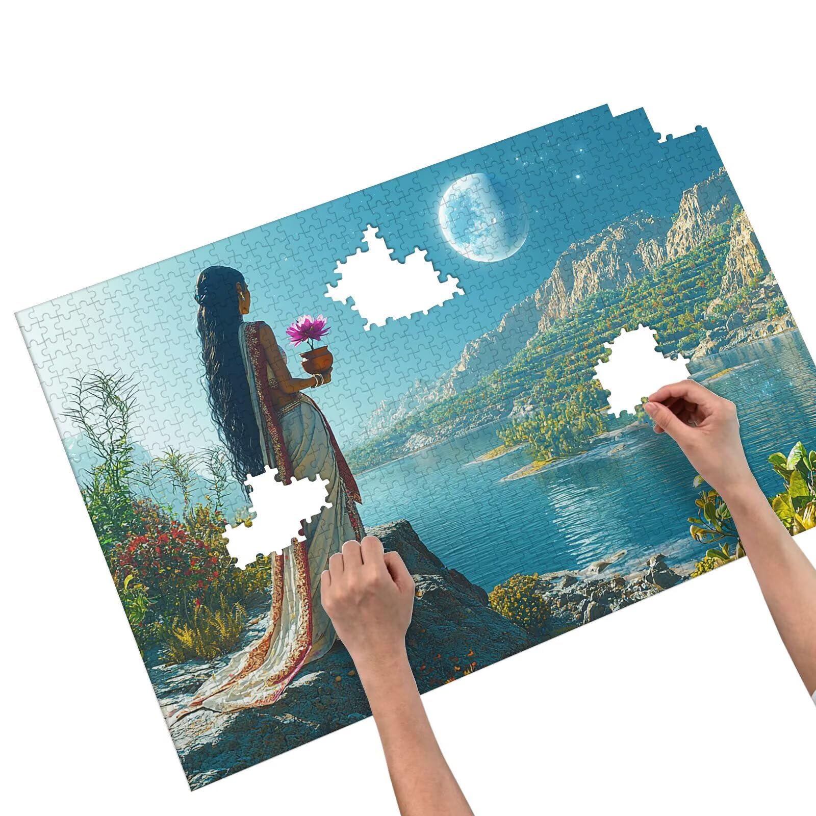 Puzzle 2000 elementów dla dorosłych, Egipt, 2000 elementów, z pudełkiem na prezent, drewniane puzzle dla dorosłych z naturalnym drewnem, prezenty dla kobiet, mężczyzn, duże, drewniane puzzle do