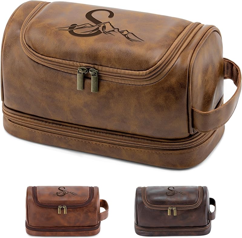 Necessaire de viagem Aganmi para produtos de higiene e barbear, Light Brown, modelo ALA01001S, 1 unidade