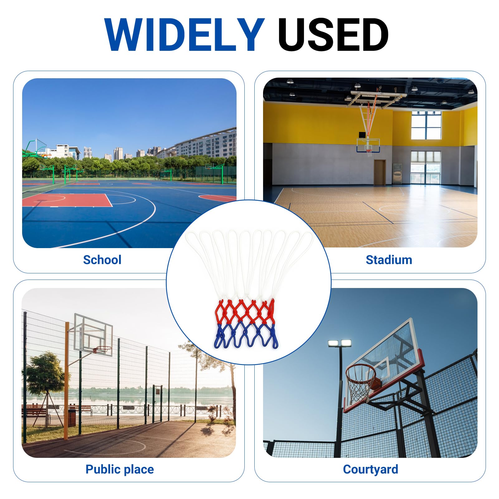2 PCS Filet Basket en Polyester, Filet Panier Exterieur Résistant, Remplacement Durable pour Panier de Basket Extérieur, Usage Intérieur et Extérieur - 4