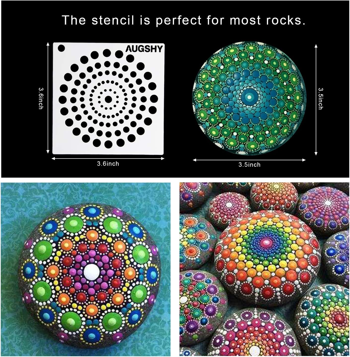 36 Pack Mandala Dot Painting Templates Stencils Perfect for DIY Rock Painting Art Projects (3.6x3.6 inch)