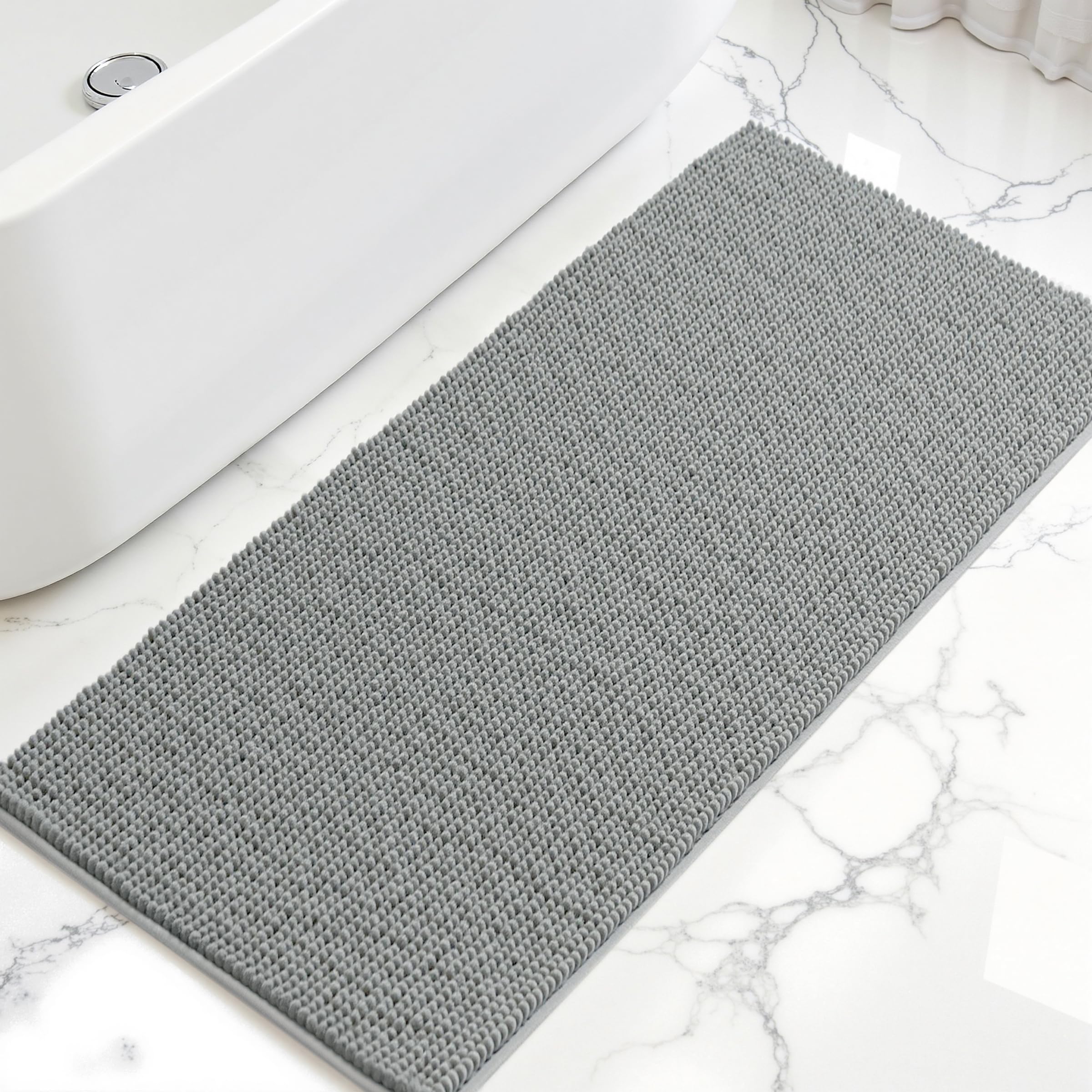 SUBRTEX Bathroom Rugs, 24" x 60" Chenille Bath Rug Soft Short Plush Bath Mat Soft Shower Mat Water Absorbent Shower Mat Quick Dry Machine Washable,