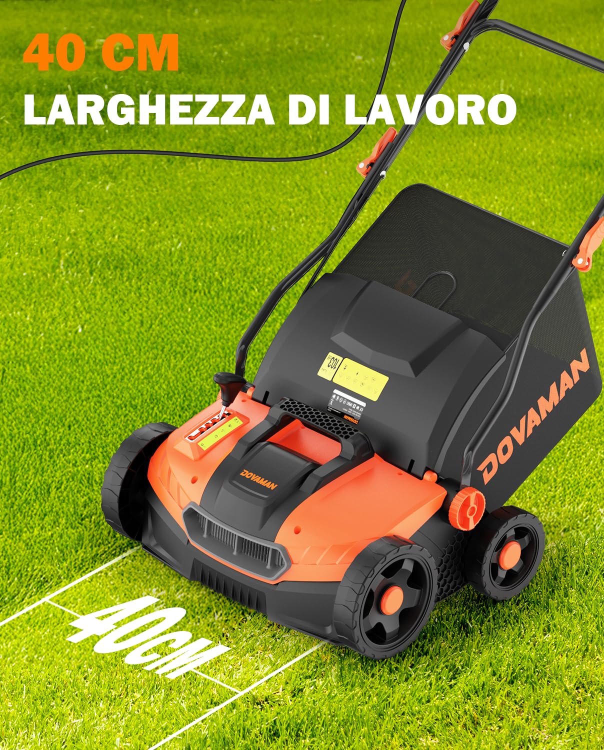 DOVAMAN DS16A Scarificatore e Arieggiatore Elettrico 1500W 40cm Larghezza di Lavoro
