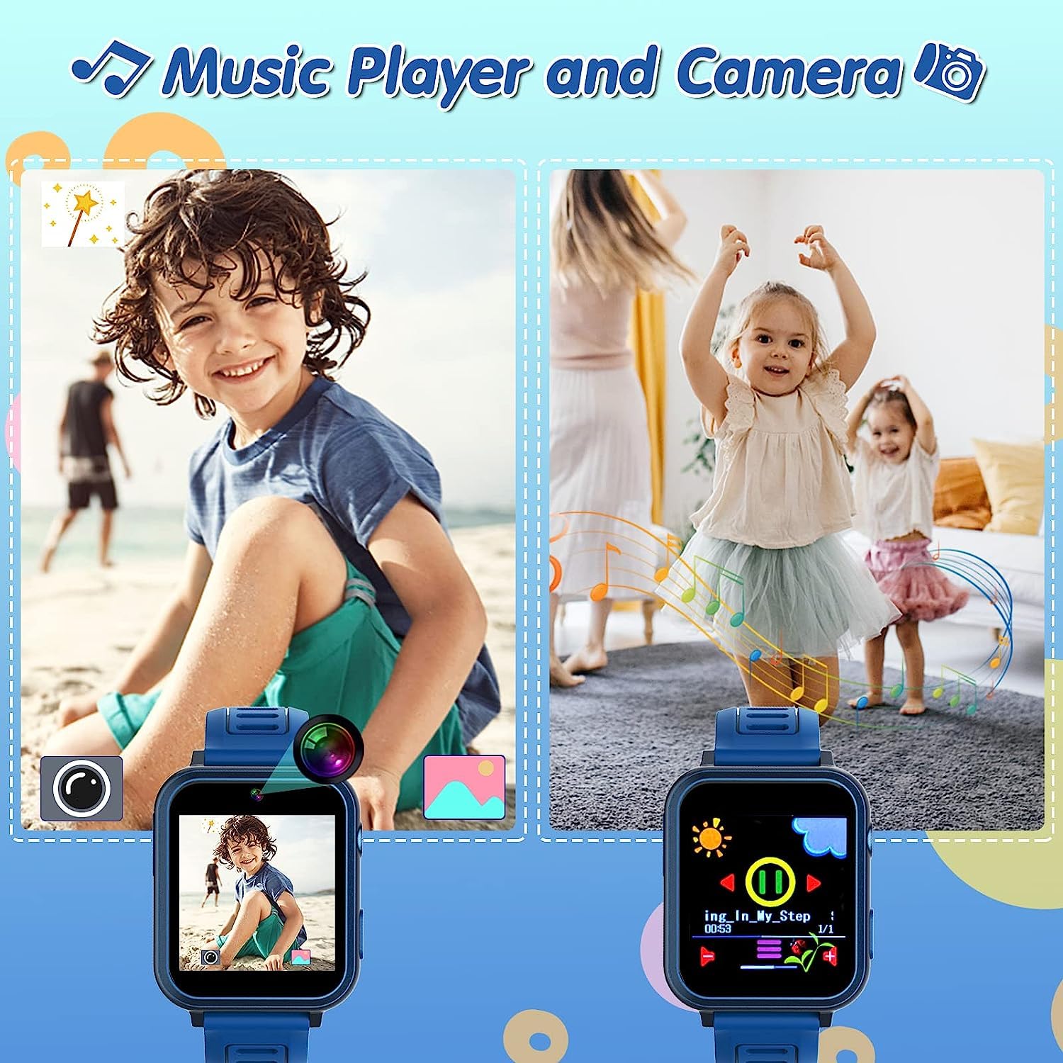 clleylise Montre Connectée Enfant, Montre Intelligente Enfant 36 Jeux, Podomètre Torche avec HD Caméra Musique MP3, Montre Enfant 4-12 Ans, Cadeau d'anniversaire pour Garçons et Filles (Bleu foncé)