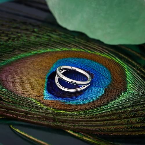 Miniatura 3 de COCHARM Anillos de nariz dobles de 0.56 oz para piercing individual de acero quirúrgico 316L, aro de nariz, cartílago, caracola, joyería de piercing