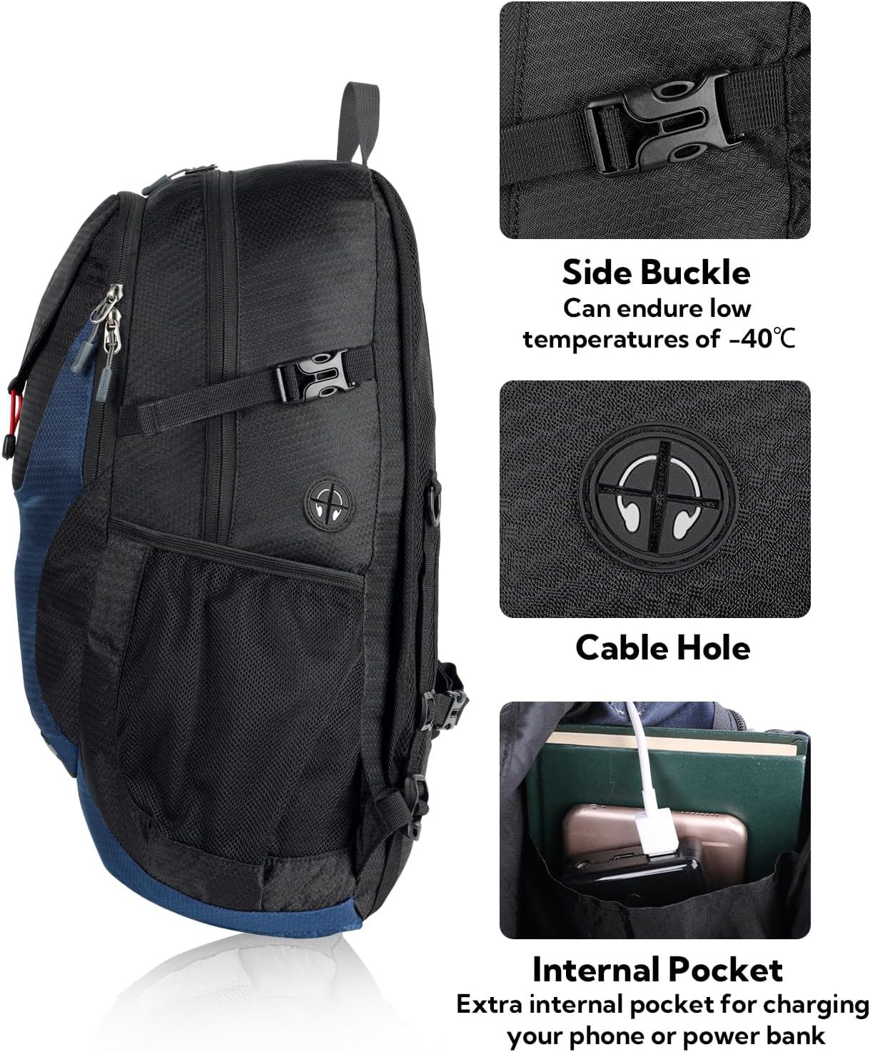 WATERFLY Lightweight Packable Hiking Backpack: 30L Foldable Travel Daypack Ultralight Camping Day Pack for Woman Man - Image 4