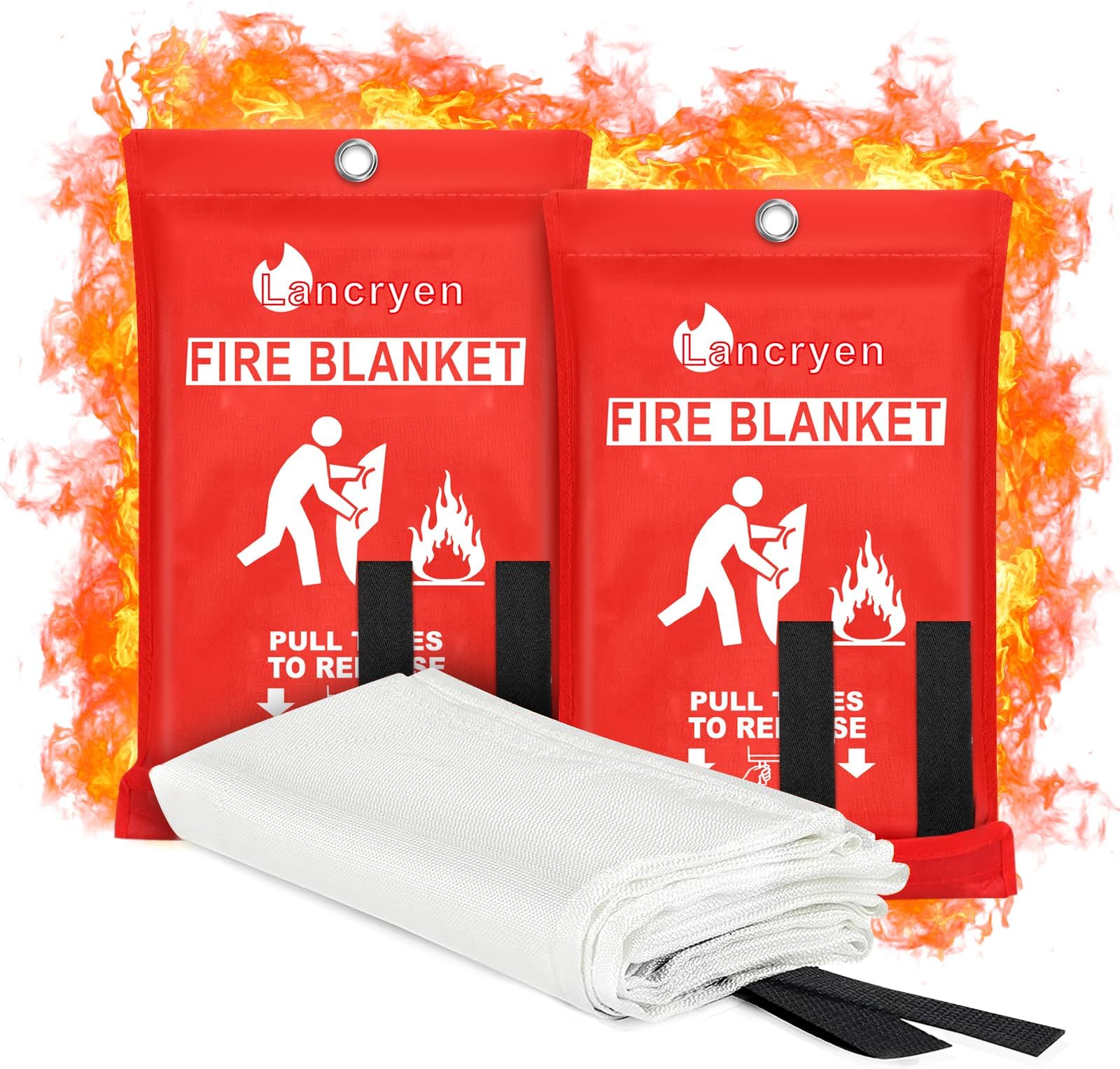 2024 Emergency Fire Blanket, 2 Pack Extinguisher, Flame Retardant Suppression Blanket for Home, Kitchen, School, Grill, Car, Office, Warehouse (40" x 40")