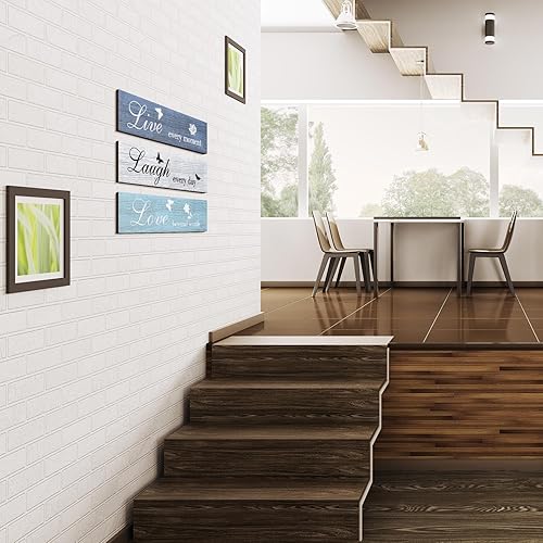 Miniatura 5 de Jetec Letrero de madera rústica de 3 piezas para decoración de pared, diseño de familia bendecida y amor, decoración de pared para el hogar, cocina