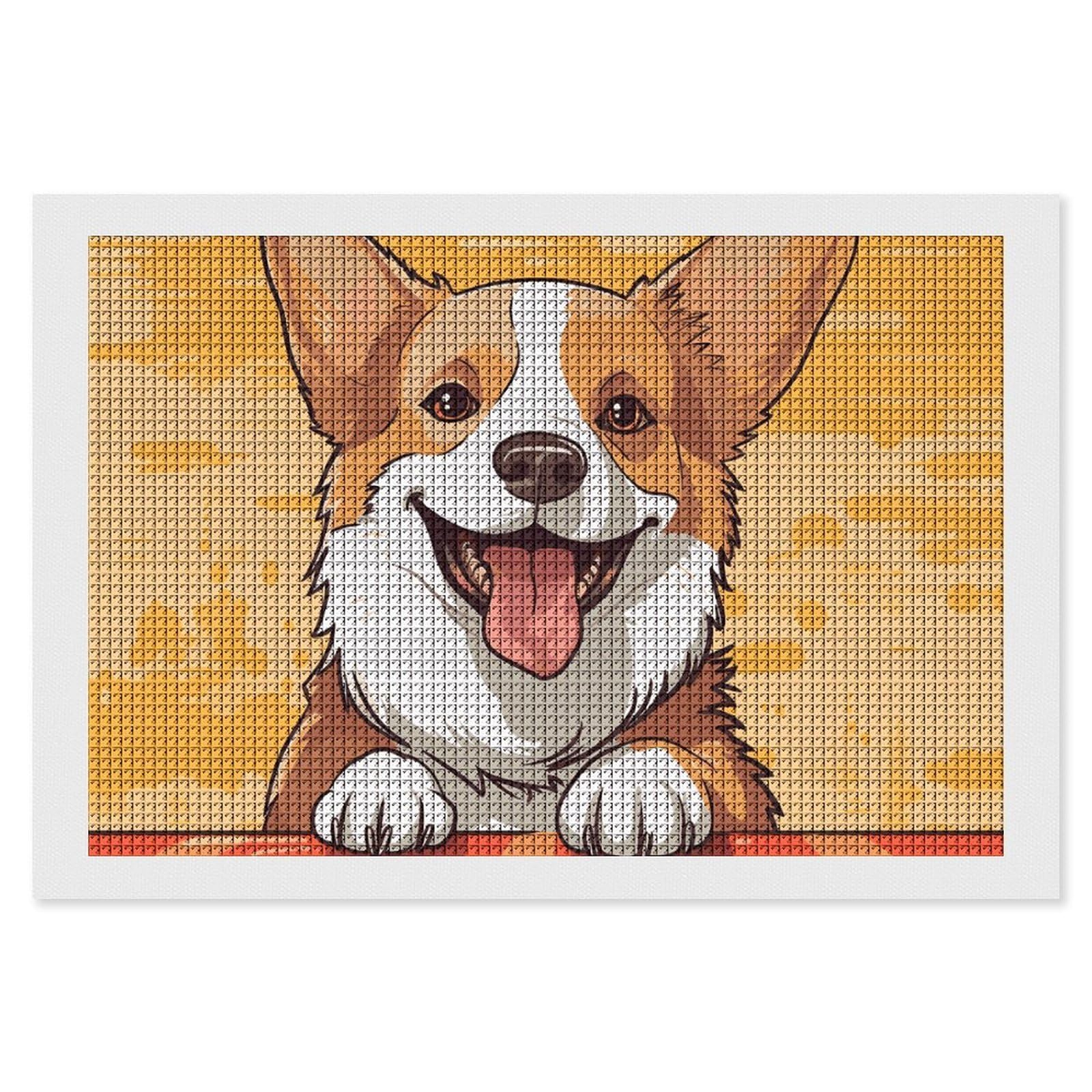 NONHAI Diamond Painting Kits for Adults - DIY Diamond Art Kits for Beginners - Full 5D Paint Drill Diamond Dots Paintings- Cute Corgi Dog Diamonds Pictures Gem Art and Craft Wall Decor 8"x12"