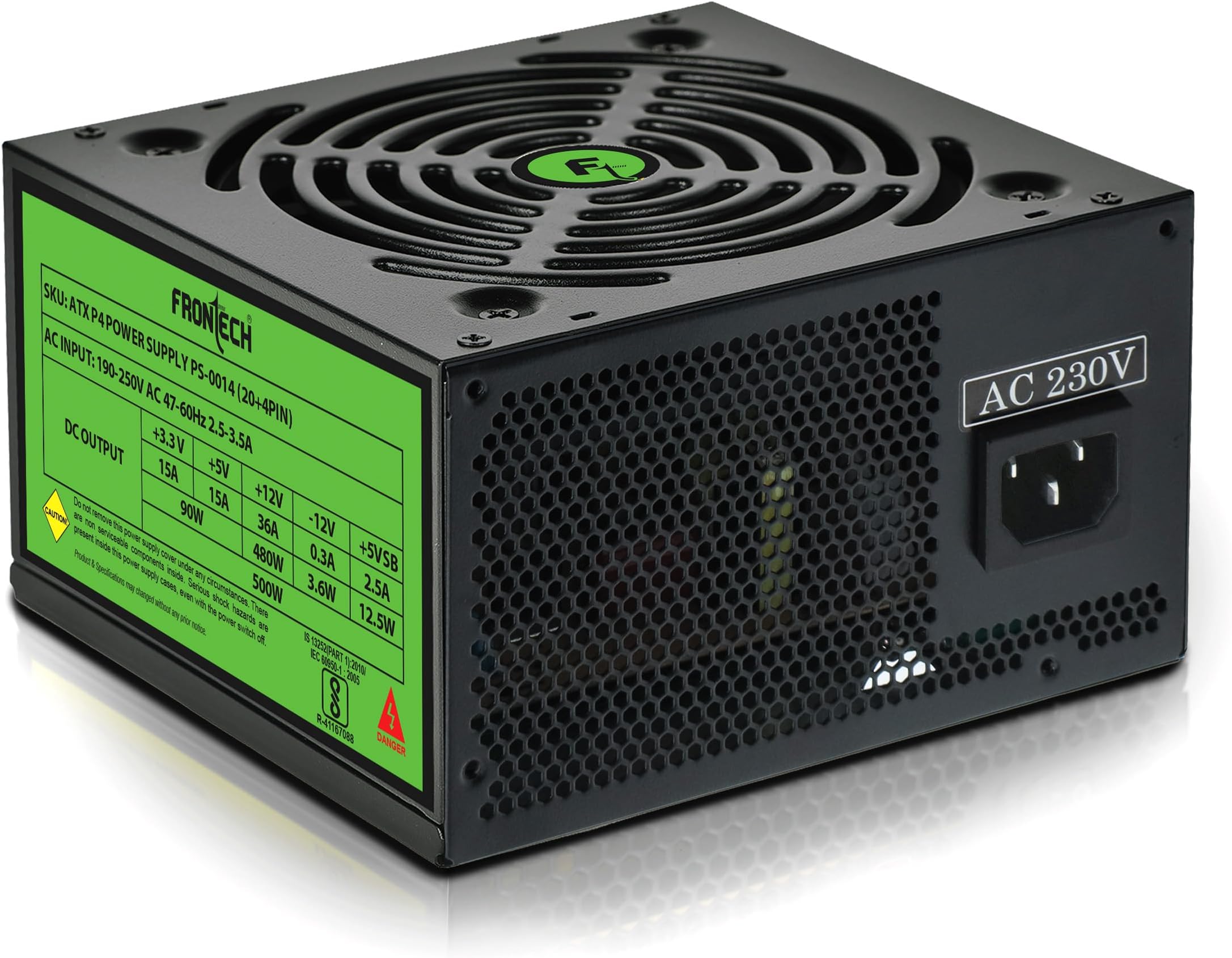 FRONTECH Pro Gaming 1000 High-Efficiency Power Supply| Built-in Protections| 3X SATA| ATX 12V| 20/24 Pin Main Power| 120mm Smart Cooling Fan| PCIe Connector| Power Cable (PS-0014, Black)