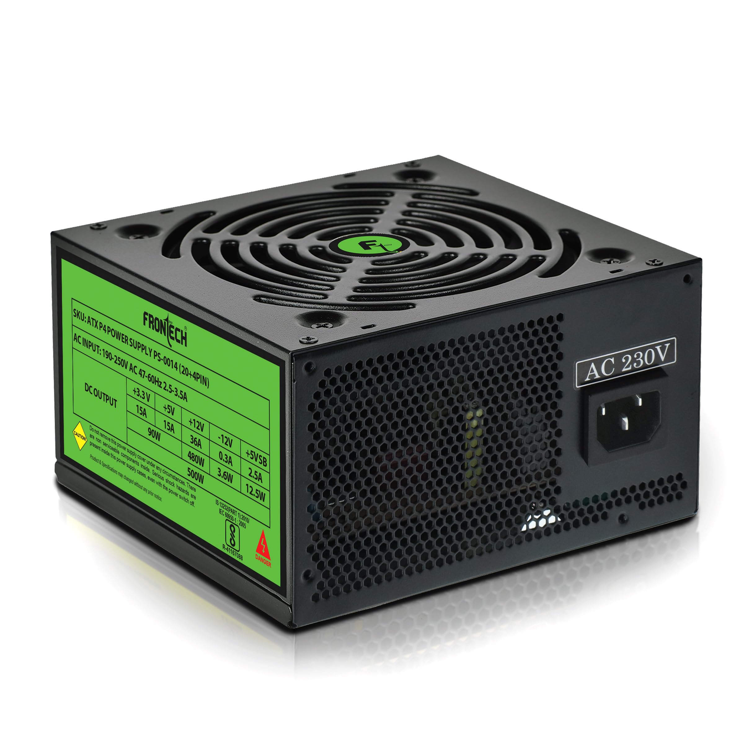 FRONTECH Pro Gaming 1000 High-Efficiency Power Supply| Built-in Protections| 3X SATA| ATX 12V| 20/24 Pin Main Power| 120mm Smart Cooling Fan| PCIe Connector| Power Cable (PS-0014, Black)