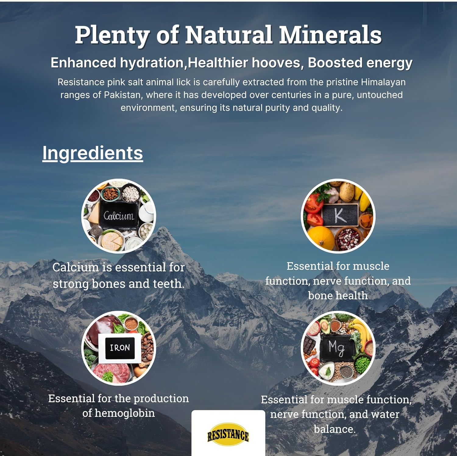 RESISTANCE Himalayan Salt Lick 2lb Block on Rope for Horses, Cattle, Deer, Goats, and Livestock – Pack of 8 Blocks