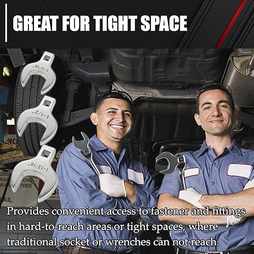 Miniatura 6 de C&T Juego de llaves para pata de gallo jumbo de 1/2 pulgada, tamaños SAE de 1-1/16 a 2 pulgadas con bandeja de almacenamiento, acero al cromo