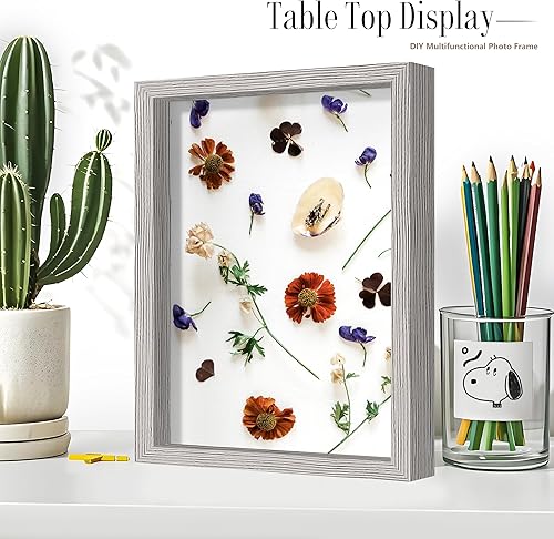 Miniatura 6 de Picrit Marco de caja de sombra de 11 x 14, vitrina con cristal real de alta definición y parte trasera negra para recuerdos, artículos de bebé,