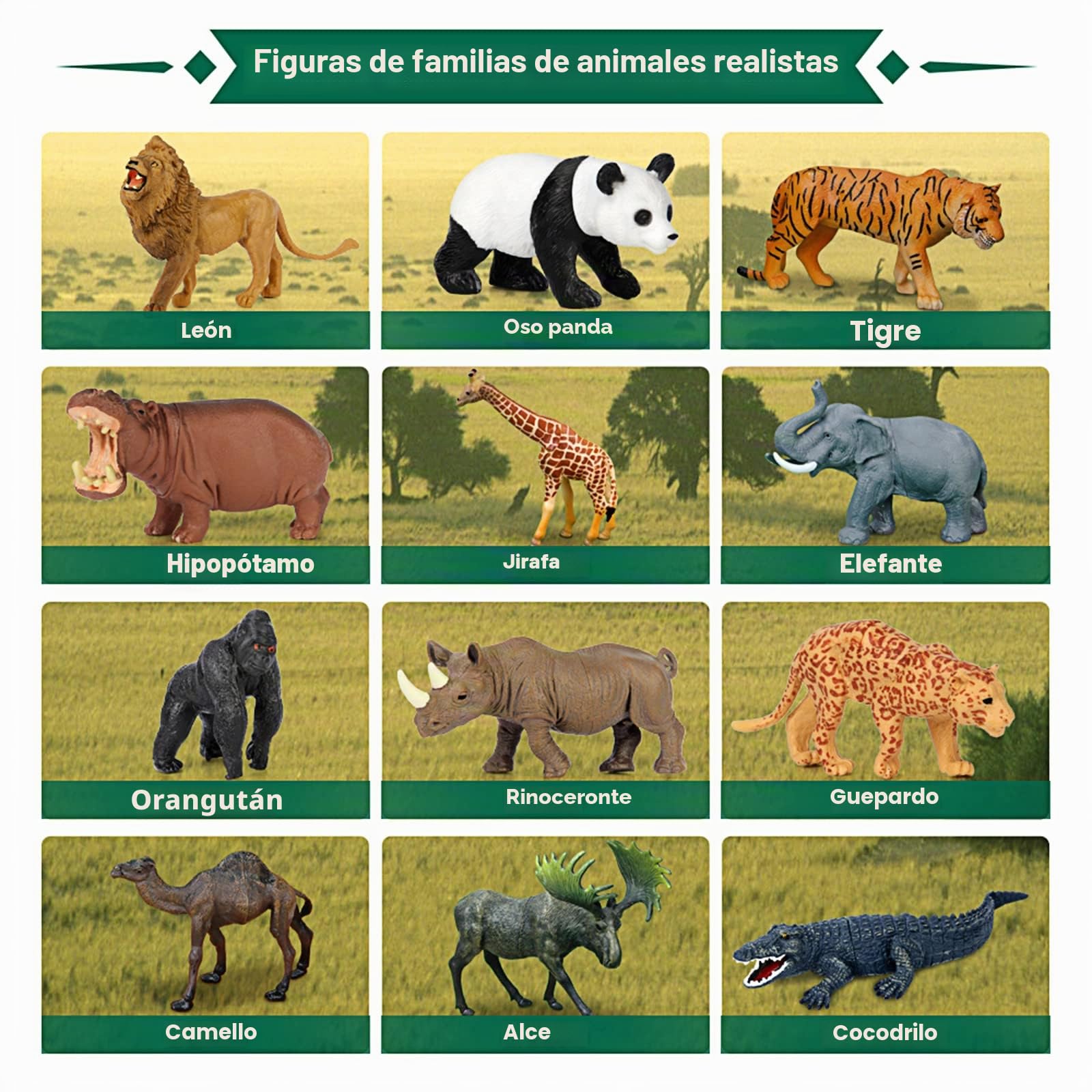 Mini Tudou Juguetes Animales Safari Figuras, 12 Piezas Jumbo Salvaje Figuritas, Zoo Africano Juego de Animal con León, Elefante, Jirafa, Plástico Animales Juguetes Didácticos para Niños y Niñas