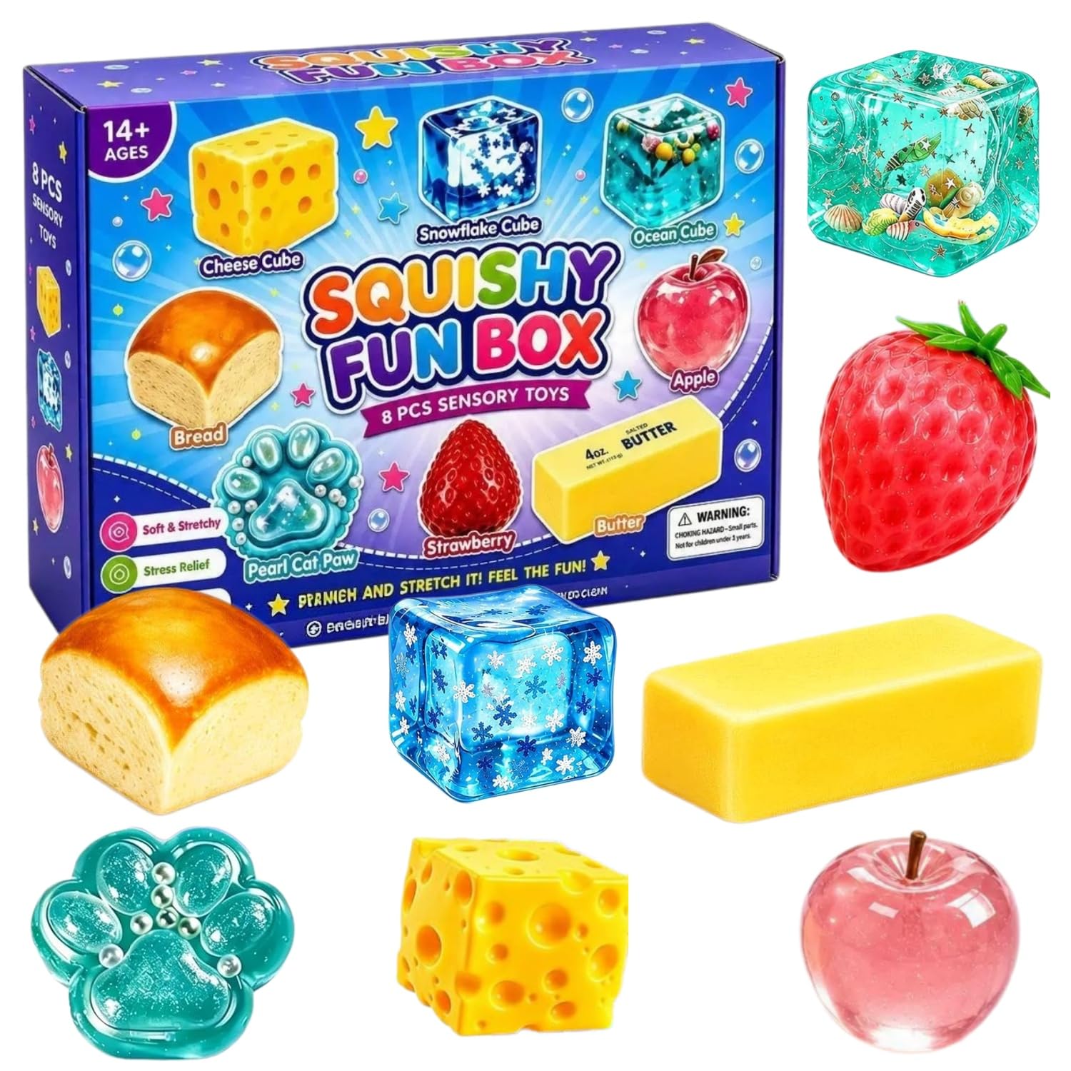 8 Pcs Squishy Box Mystery Set Cute Taba Squishies Blind Box Set