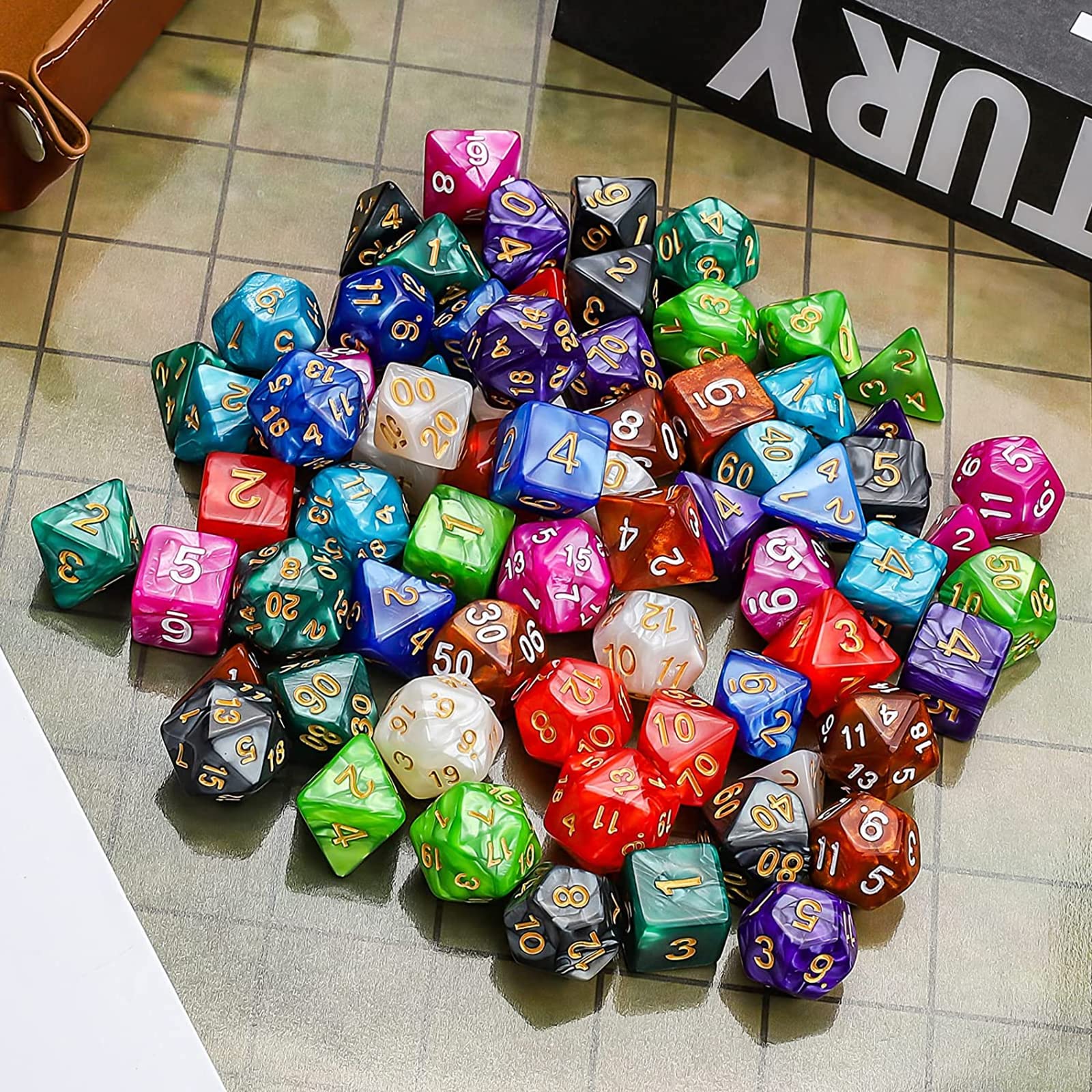 Set di Dadi 10 D20 perle 70 pezzi poliedrici e RPG DND Cielo stellato Giochi da tavolo W20